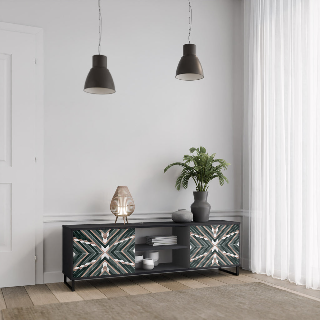 Mueble de TV de 2 puertas DIMENSION DELIGHTS con acabado negro