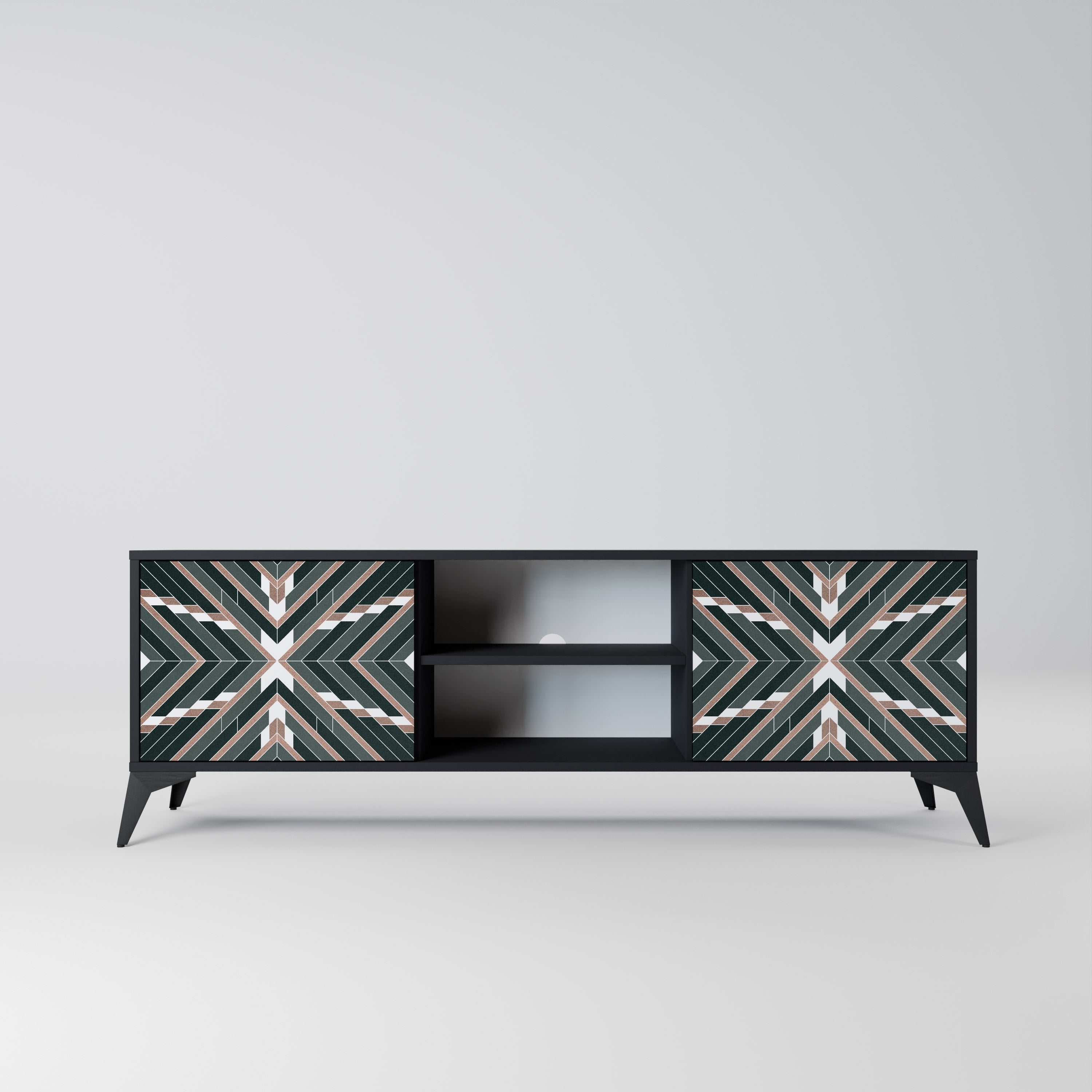 Mueble de TV de 2 puertas DIMENSION DELIGHTS con acabado negro