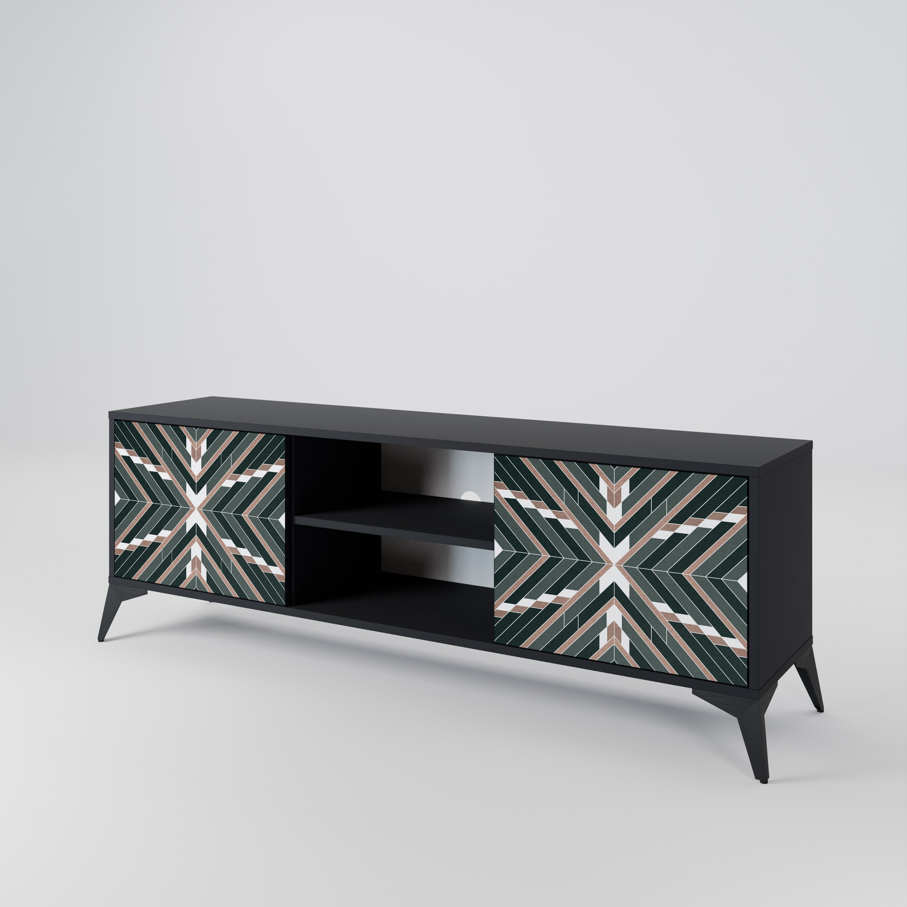 Mueble de TV de 2 puertas DIMENSION DELIGHTS con acabado negro