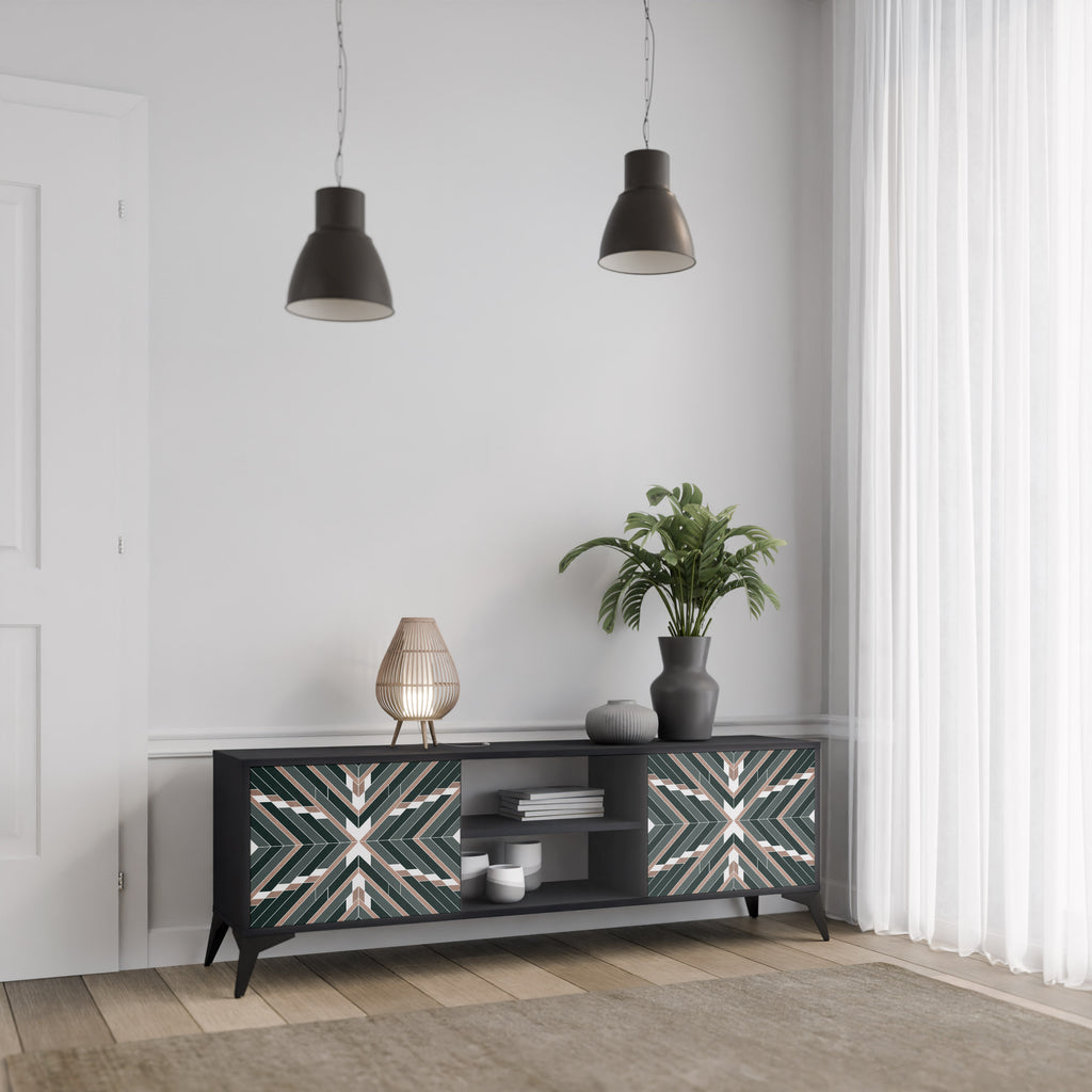 Mueble de TV de 2 puertas DIMENSION DELIGHTS con acabado negro