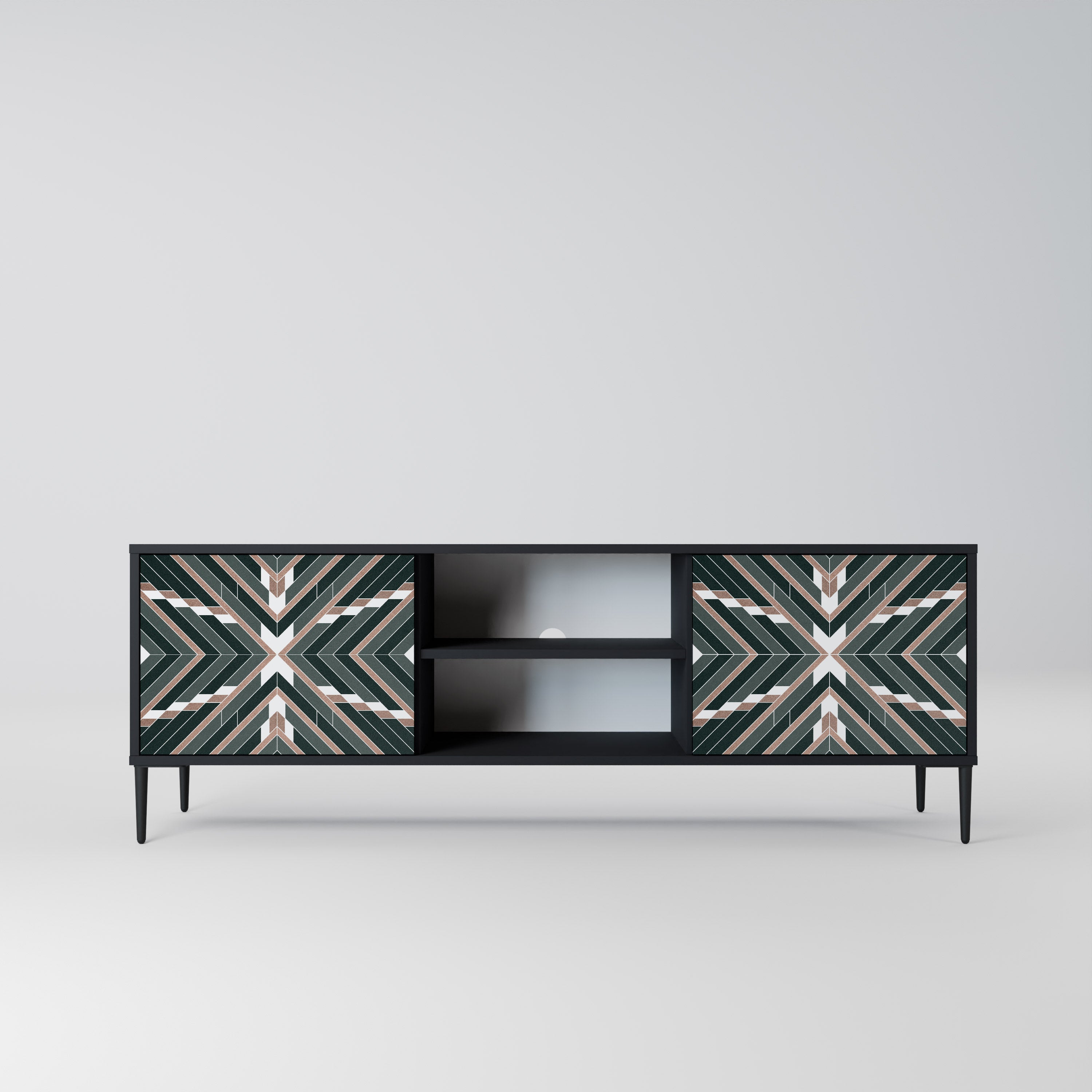 Mueble de TV de 2 puertas DIMENSION DELIGHTS con acabado negro