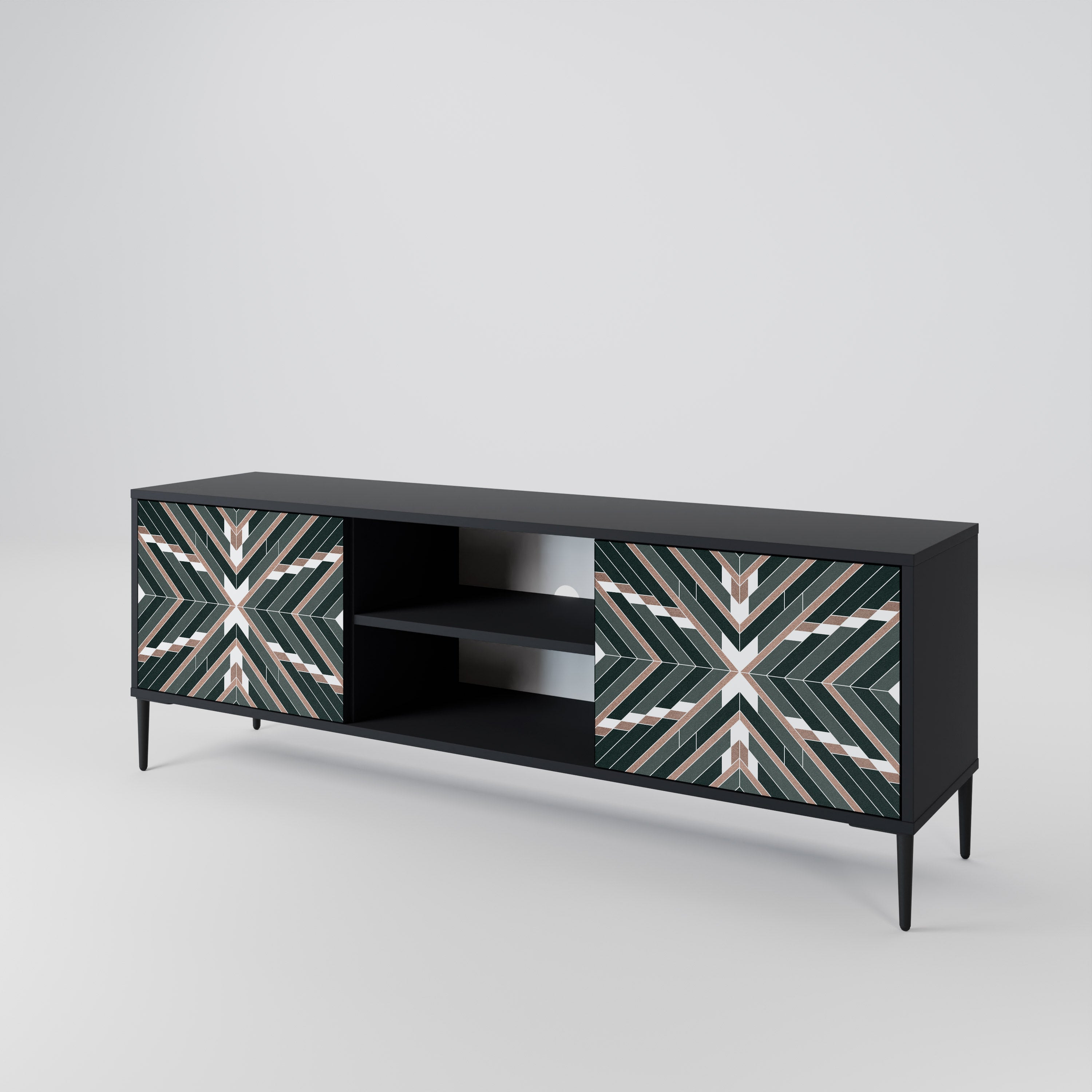 Mueble de TV de 2 puertas DIMENSION DELIGHTS con acabado negro