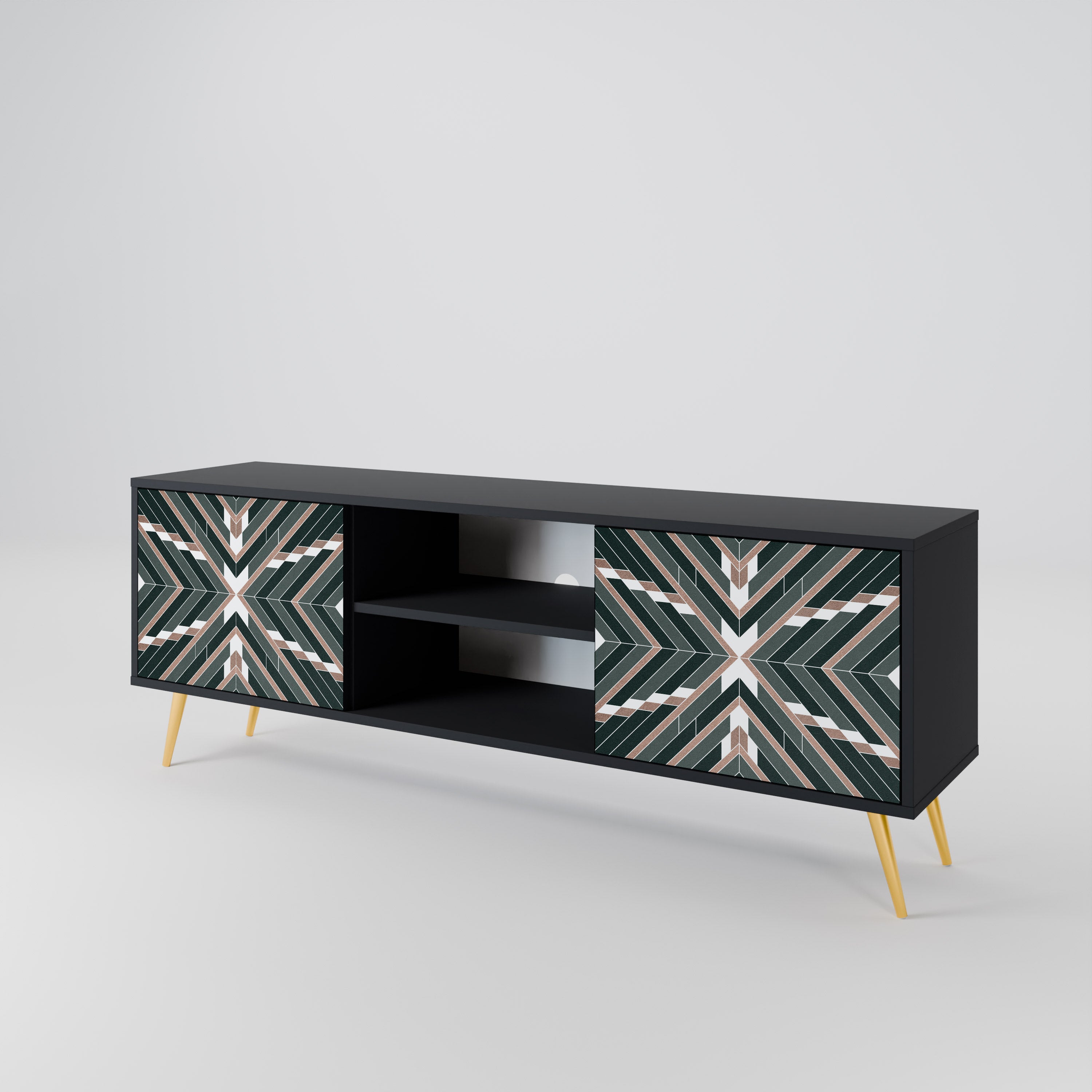 Mueble de TV de 2 puertas DIMENSION DELIGHTS con acabado negro