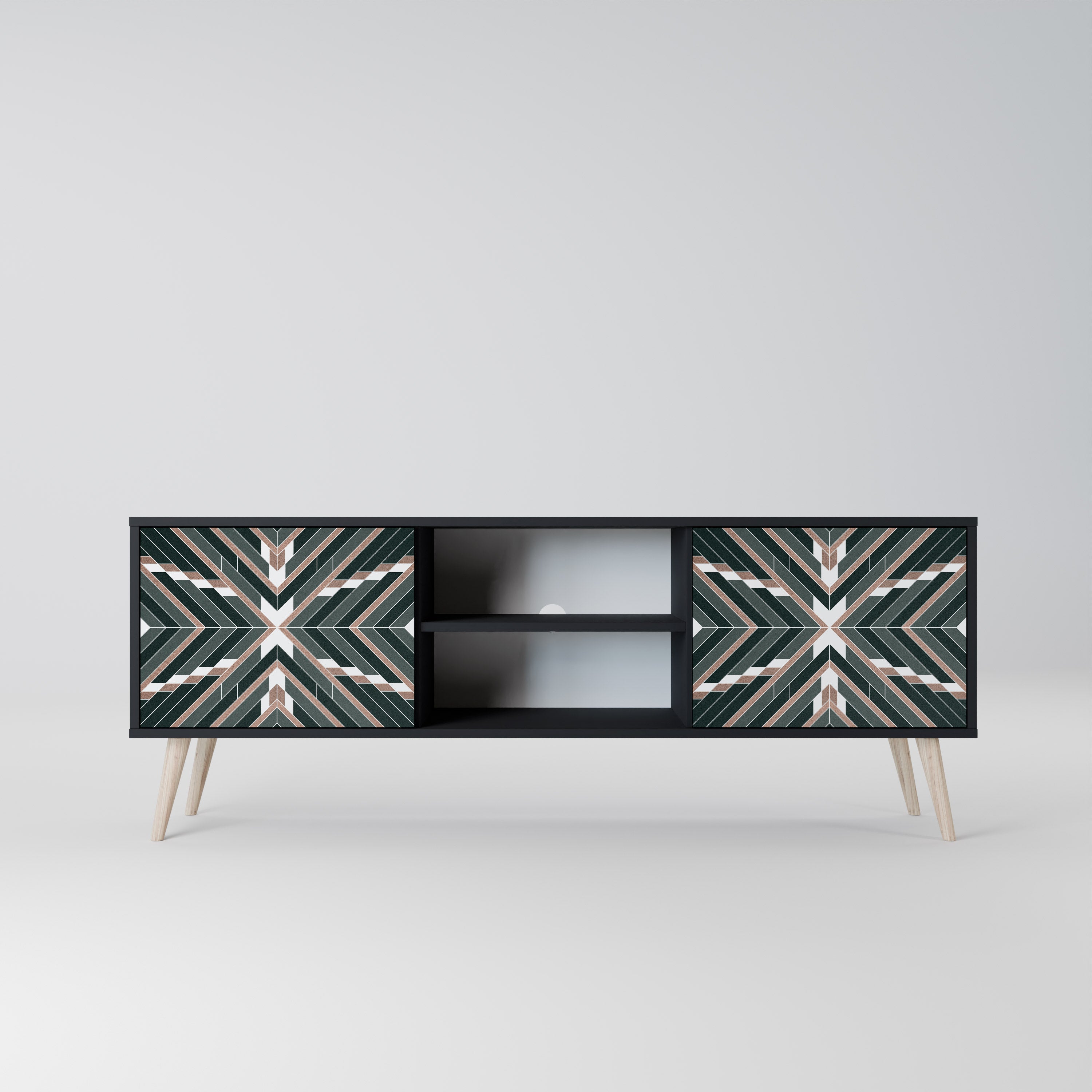 Mueble de TV de 2 puertas DIMENSION DELIGHTS con acabado negro