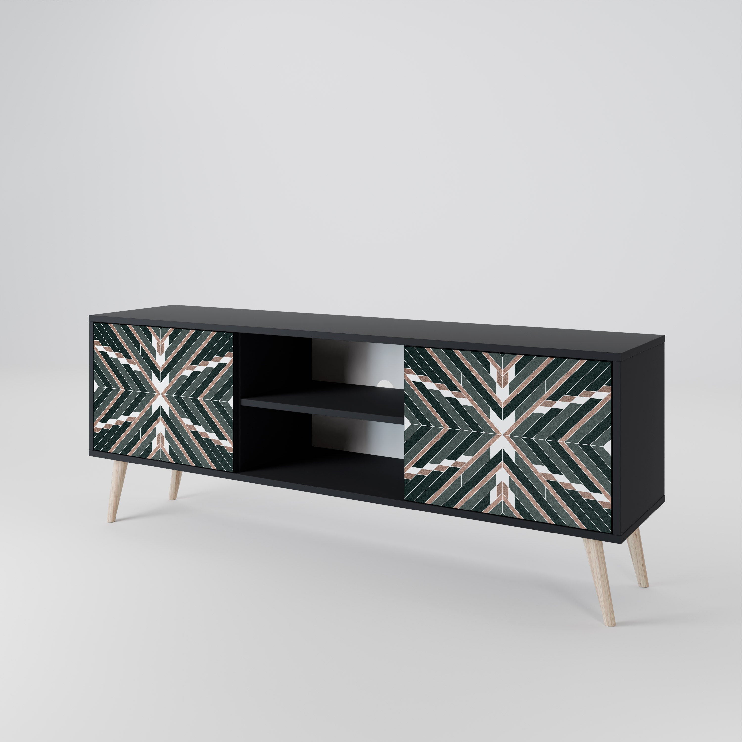 Mueble de TV de 2 puertas DIMENSION DELIGHTS con acabado negro