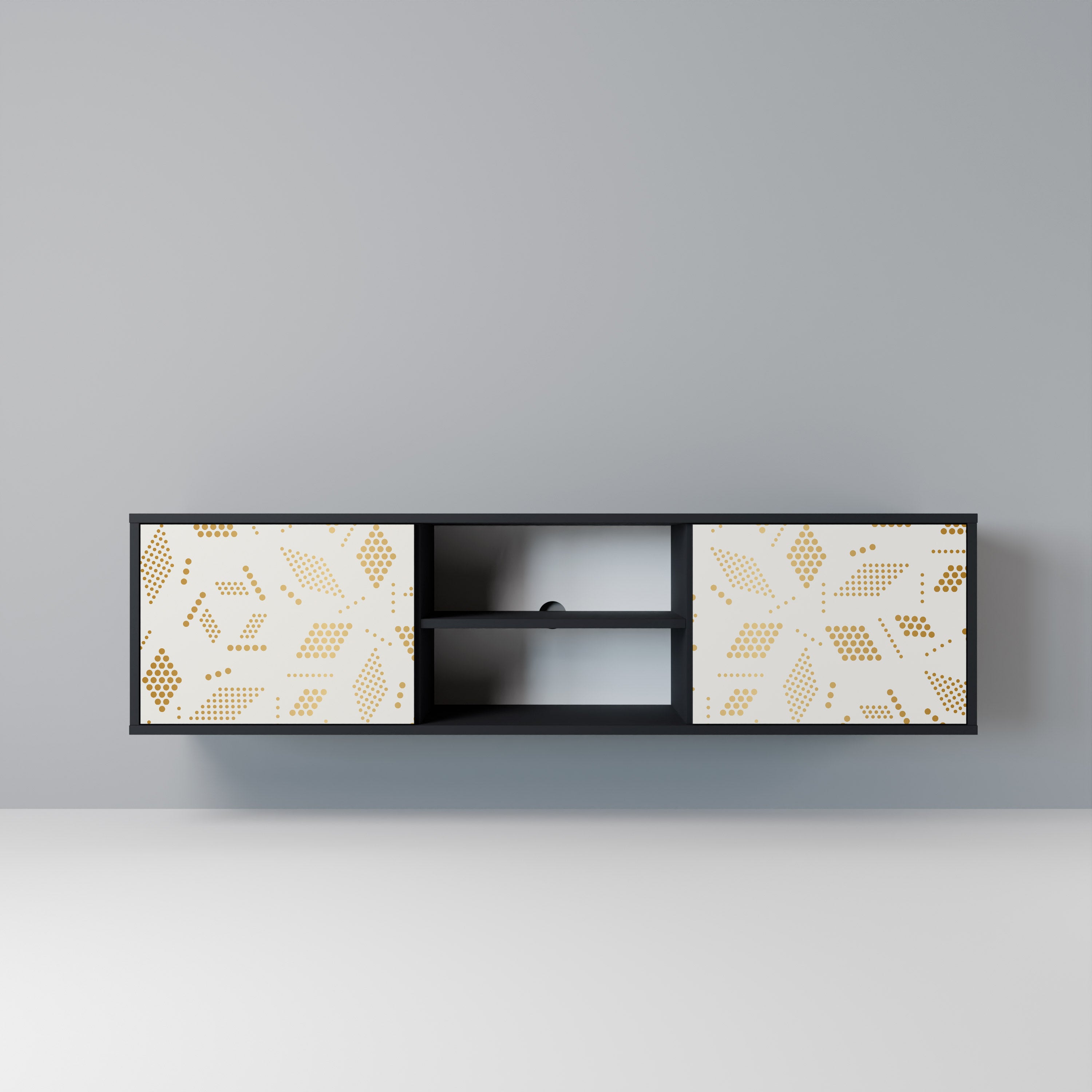 Mueble para TV de 2 puertas SPOTTED DAZE con acabado negro
