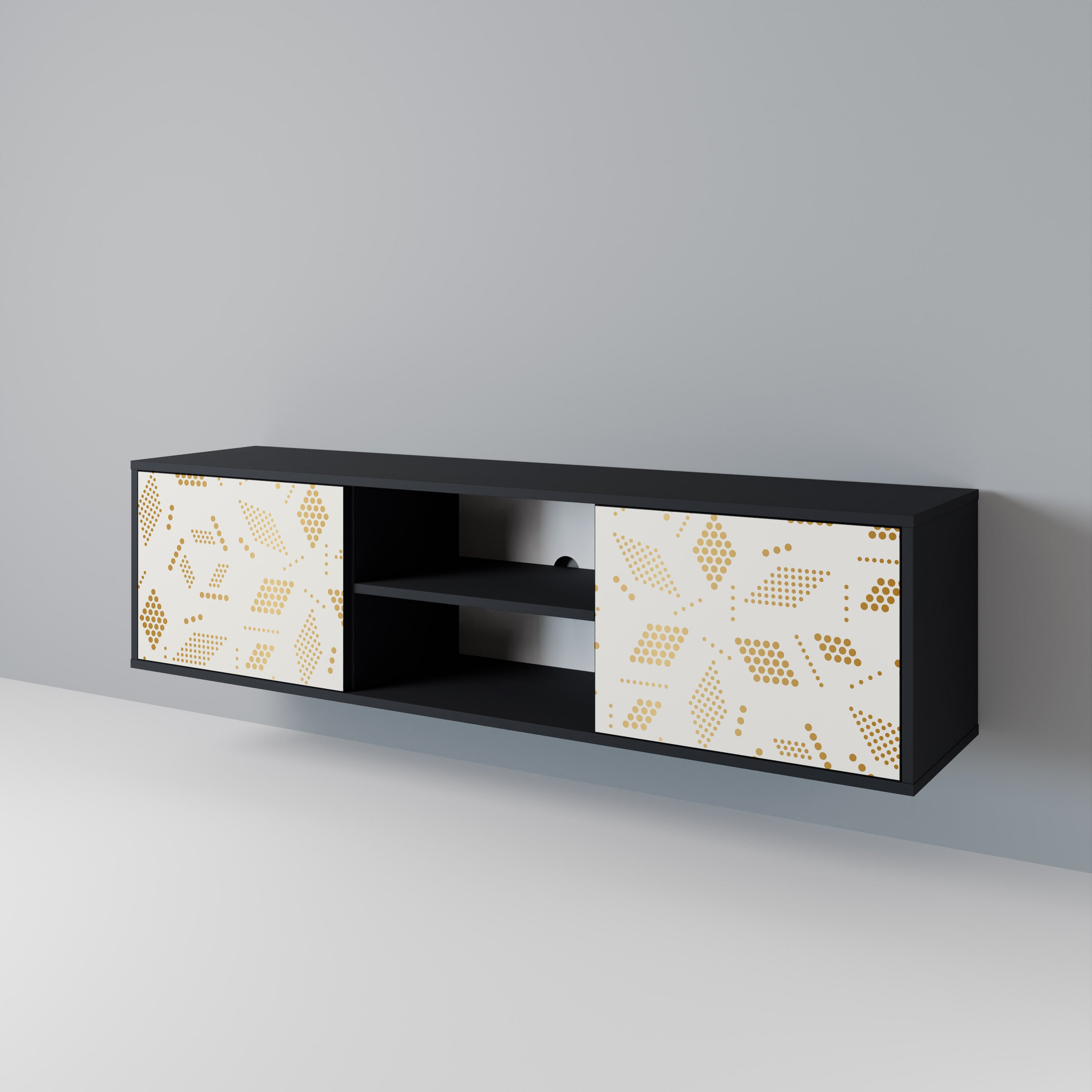 Mueble para TV de 2 puertas SPOTTED DAZE con acabado negro