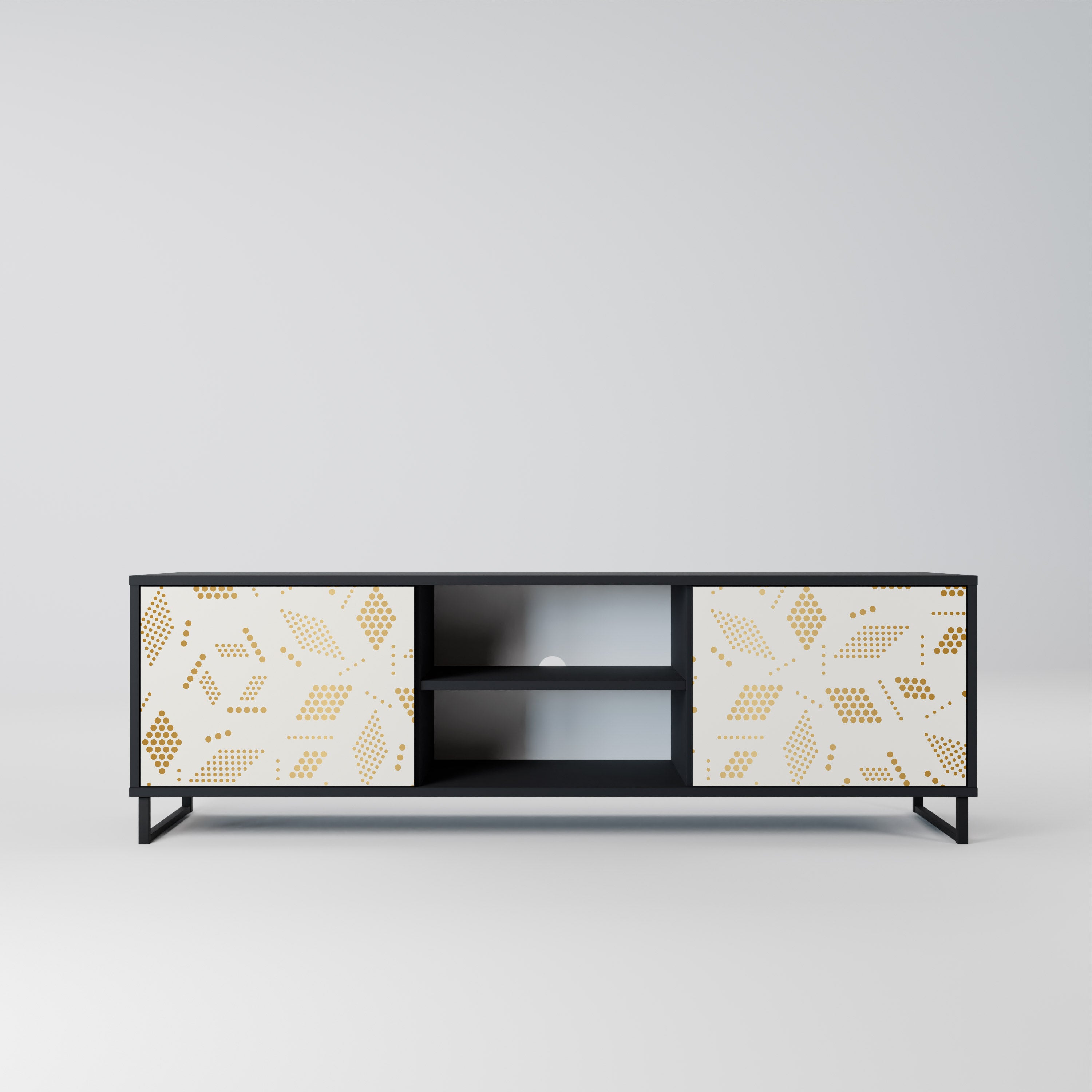 Mueble para TV de 2 puertas SPOTTED DAZE con acabado negro