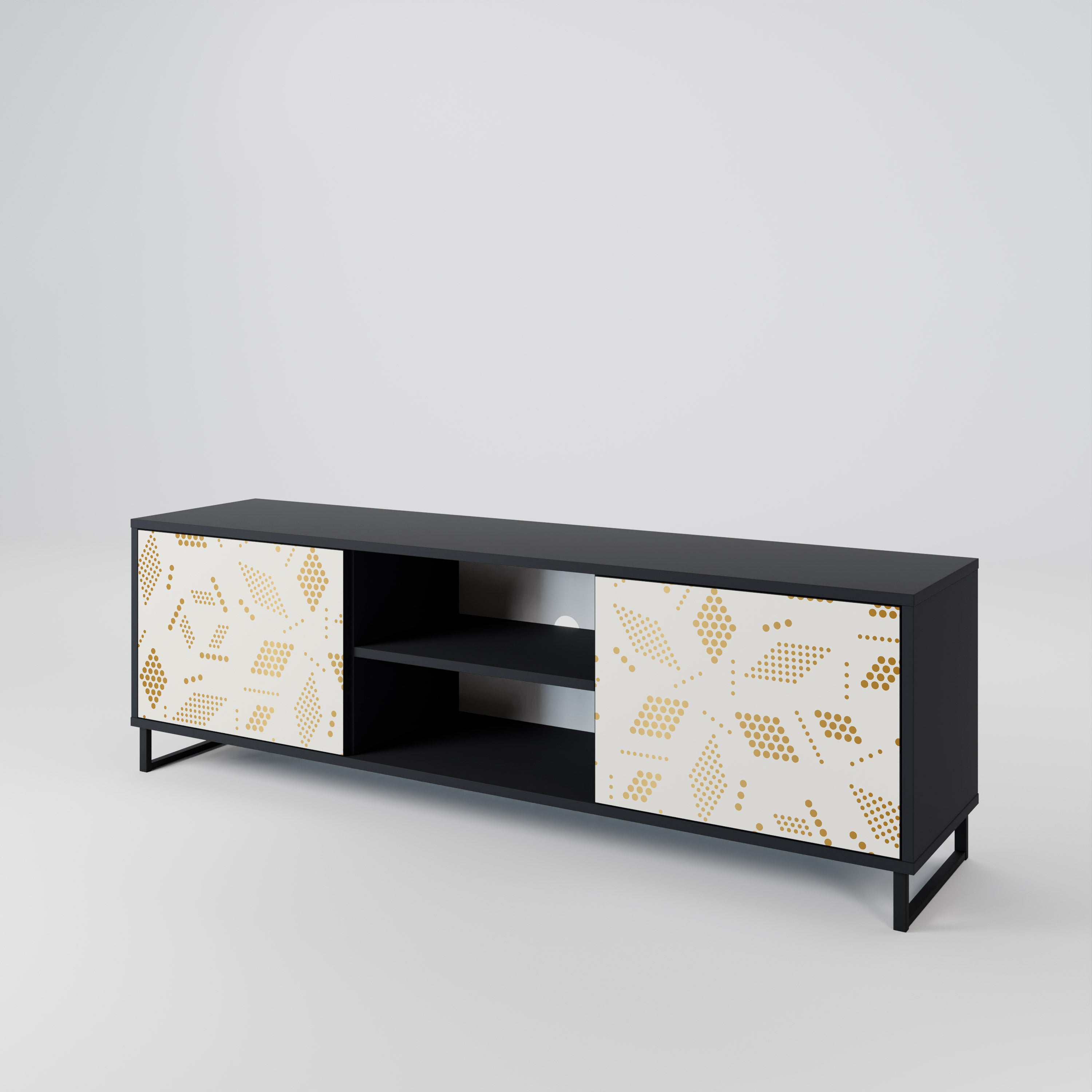Mueble para TV de 2 puertas SPOTTED DAZE con acabado negro