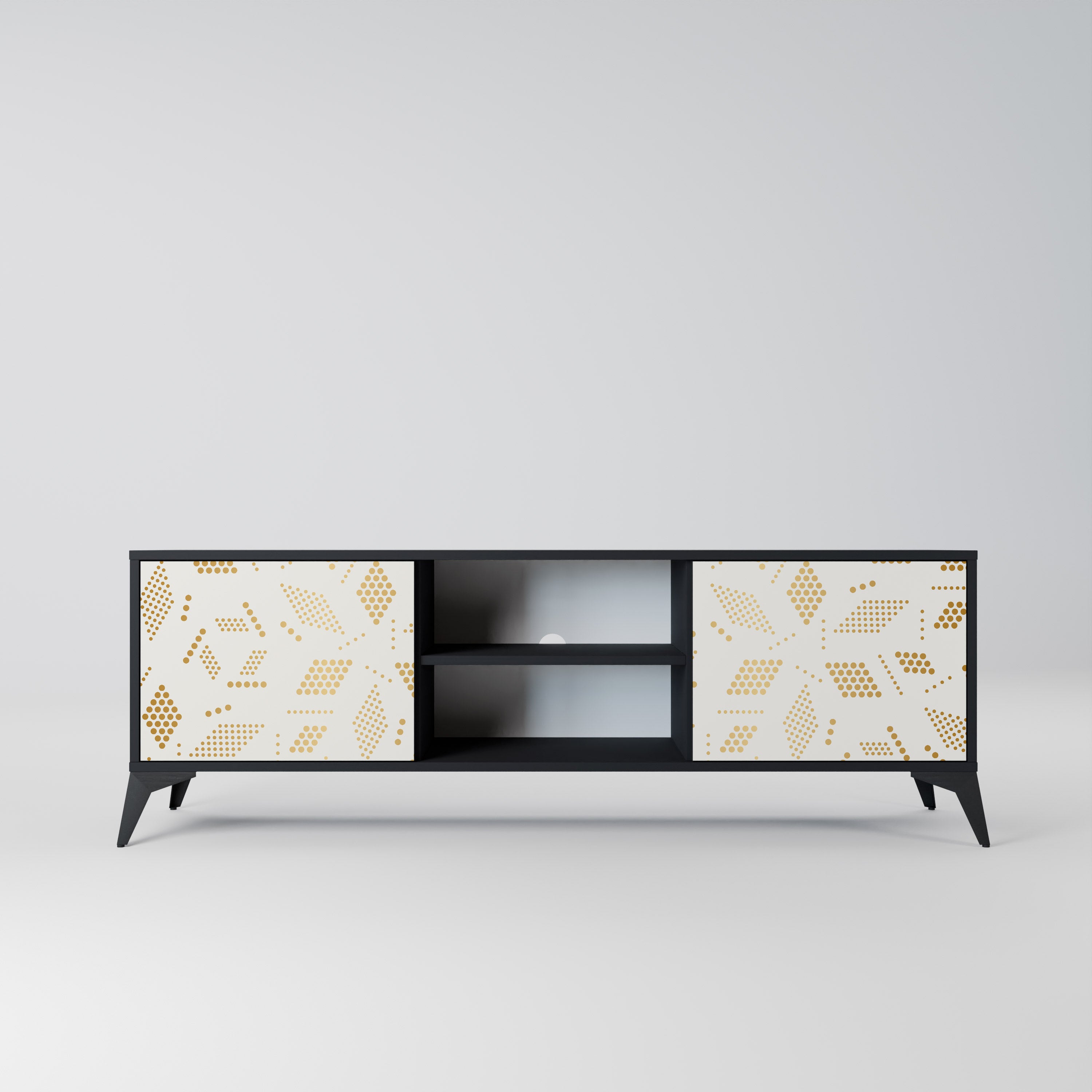 Mueble para TV de 2 puertas SPOTTED DAZE con acabado negro
