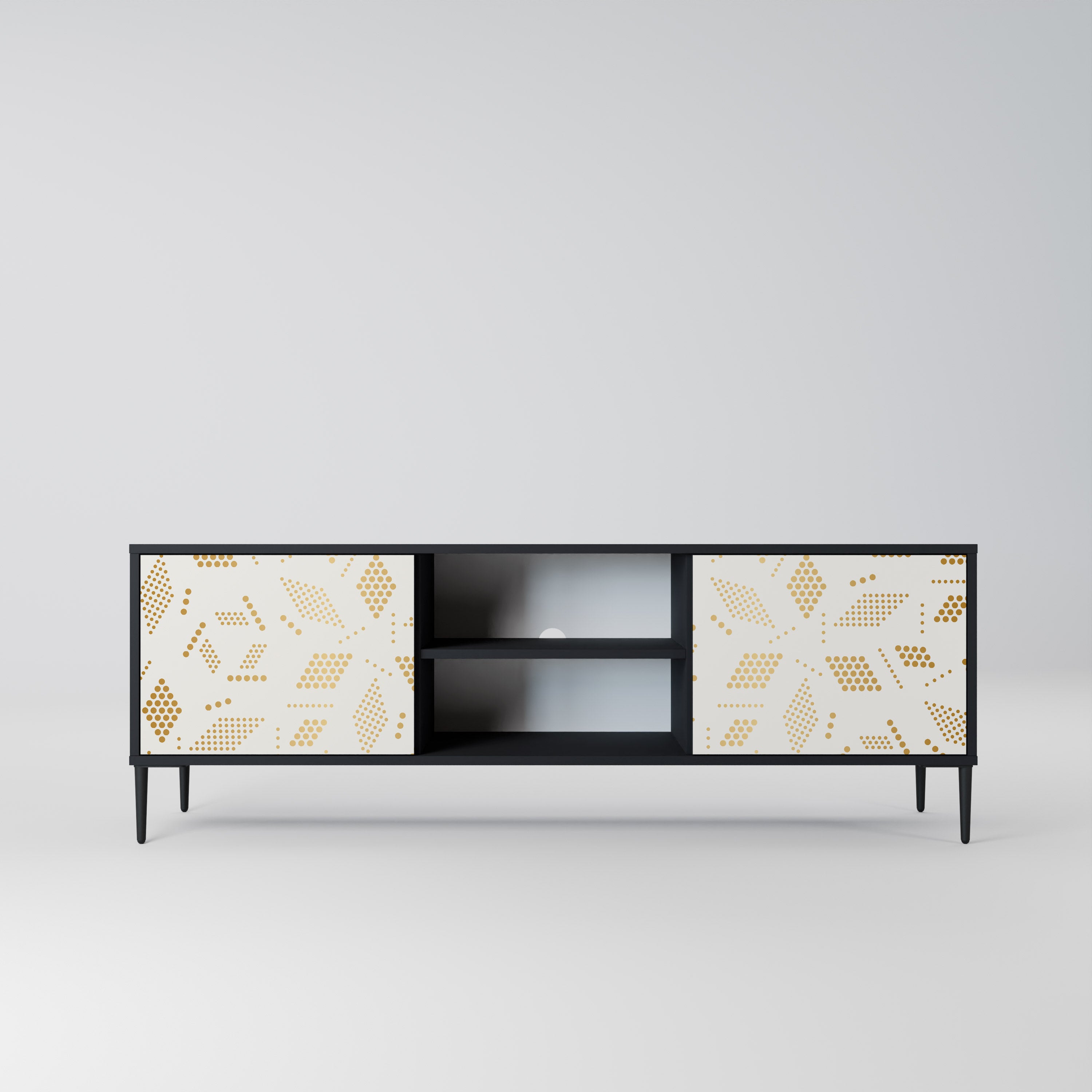 Mueble para TV de 2 puertas SPOTTED DAZE con acabado negro