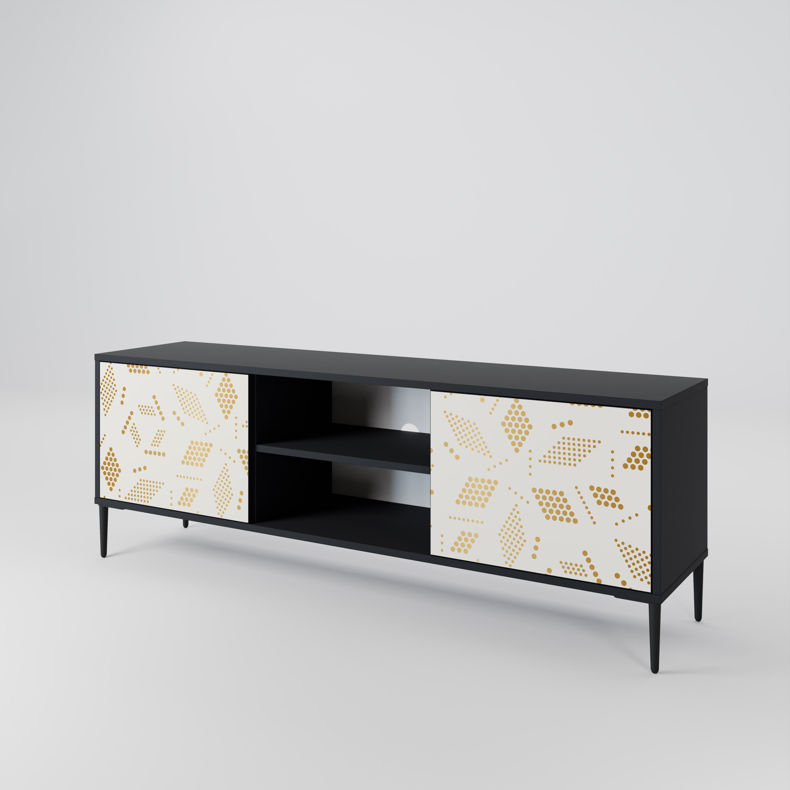 Mueble para TV de 2 puertas SPOTTED DAZE con acabado negro