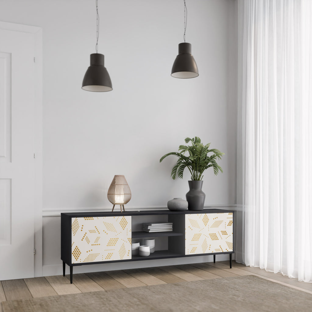 Mueble para TV de 2 puertas SPOTTED DAZE con acabado negro