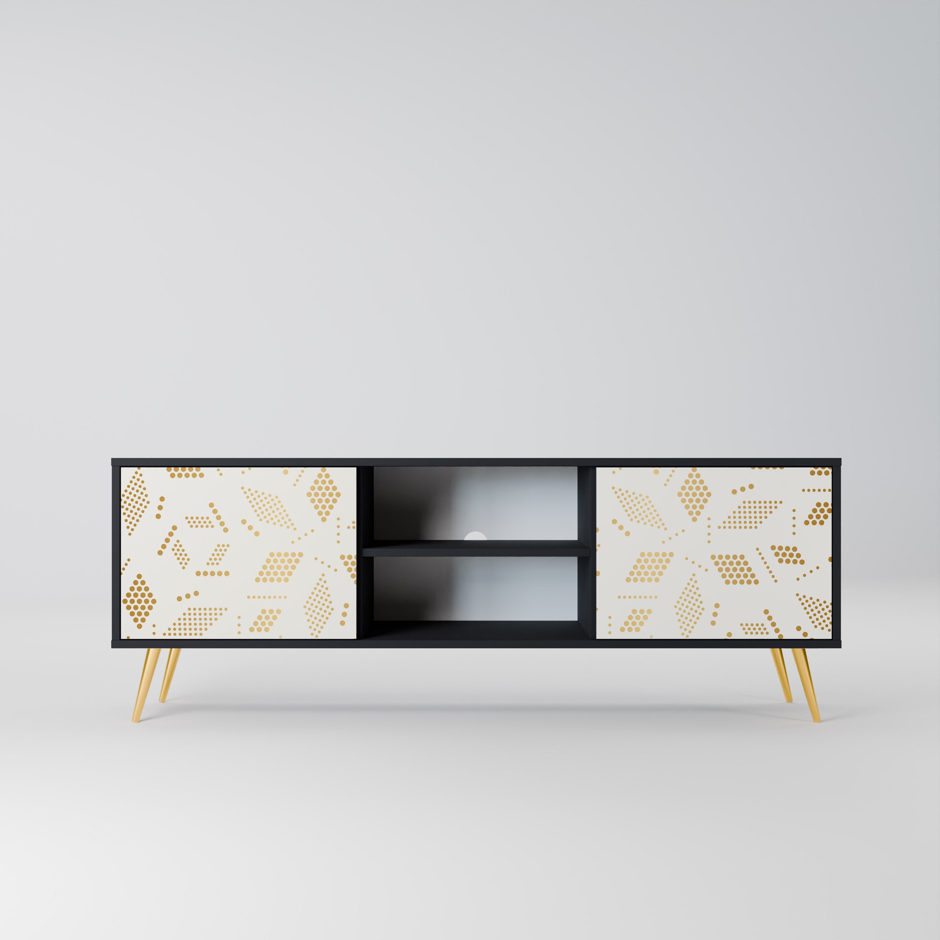 Mueble para TV de 2 puertas SPOTTED DAZE con acabado negro
