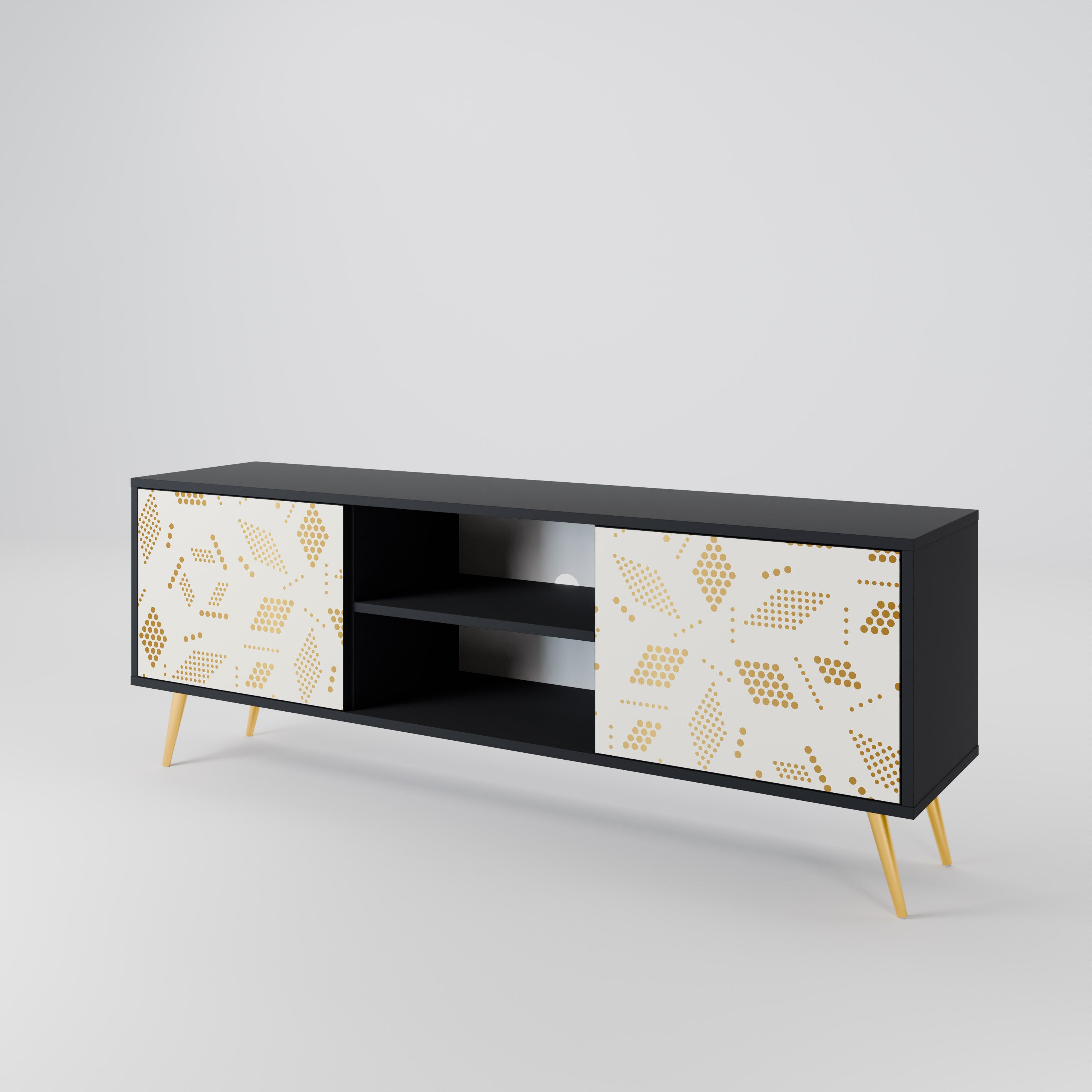 Mueble para TV de 2 puertas SPOTTED DAZE con acabado negro
