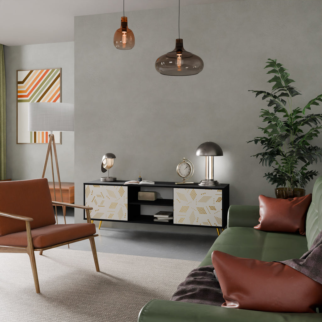 Mueble para TV de 2 puertas SPOTTED DAZE con acabado negro