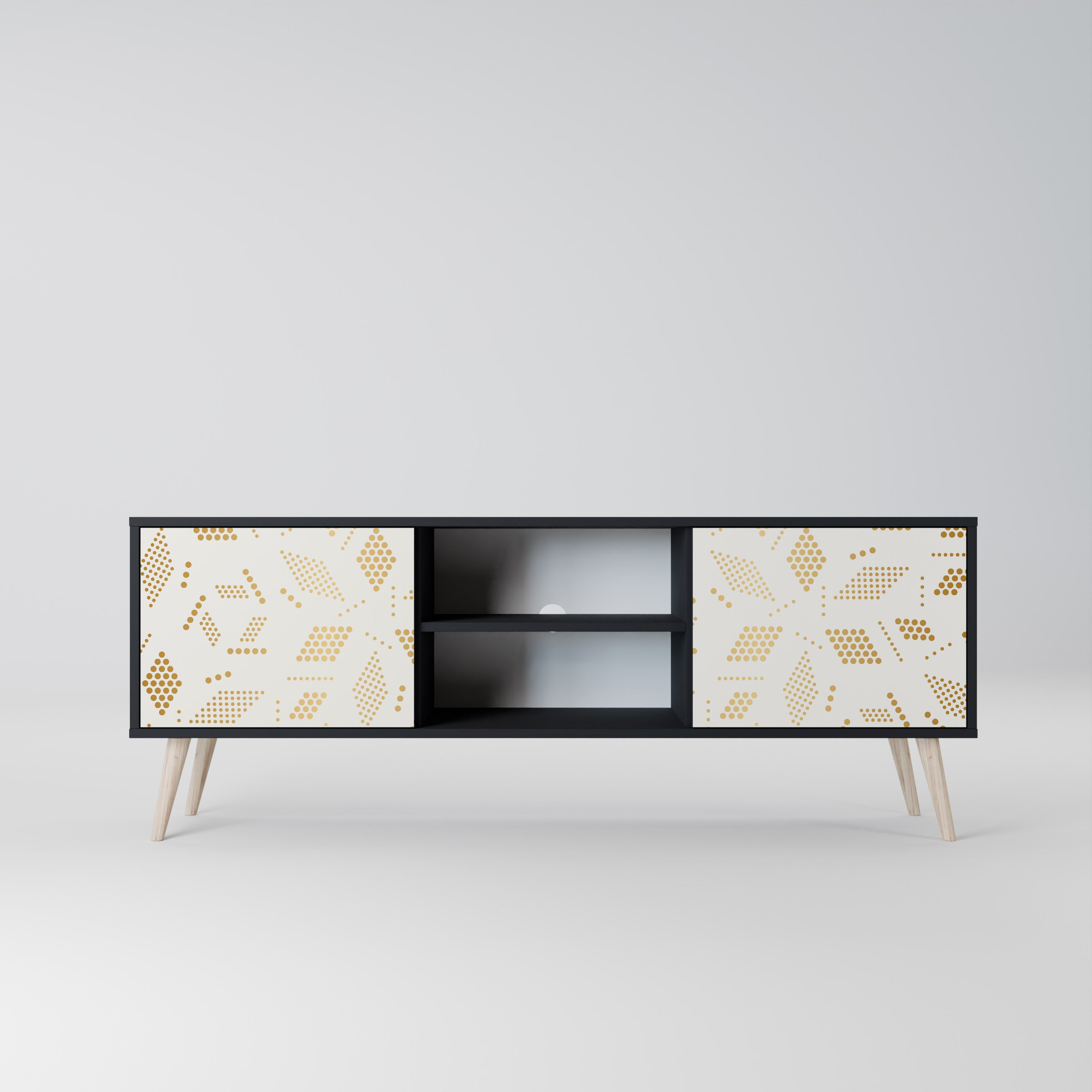 Mueble para TV de 2 puertas SPOTTED DAZE con acabado negro
