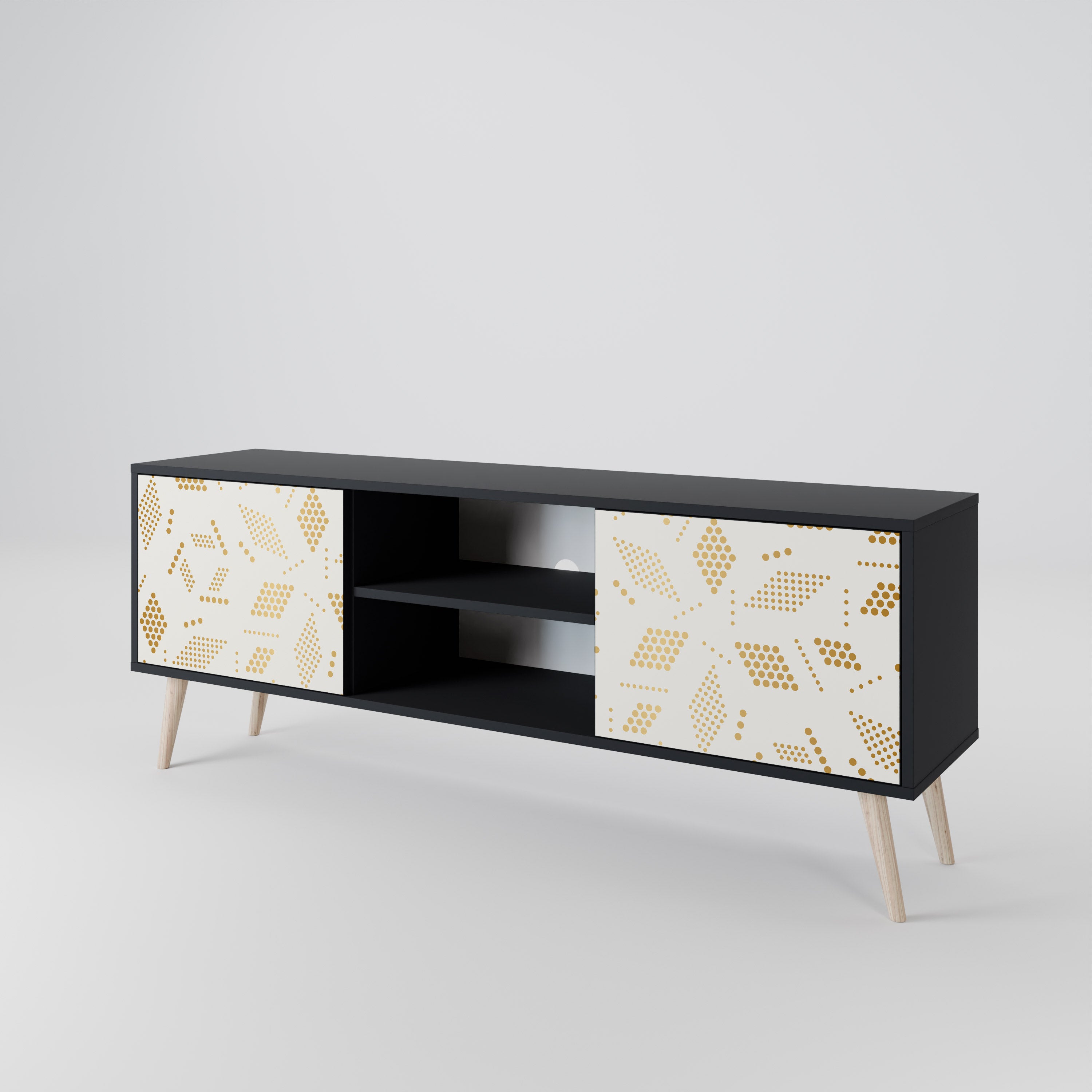 Mueble para TV de 2 puertas SPOTTED DAZE con acabado negro