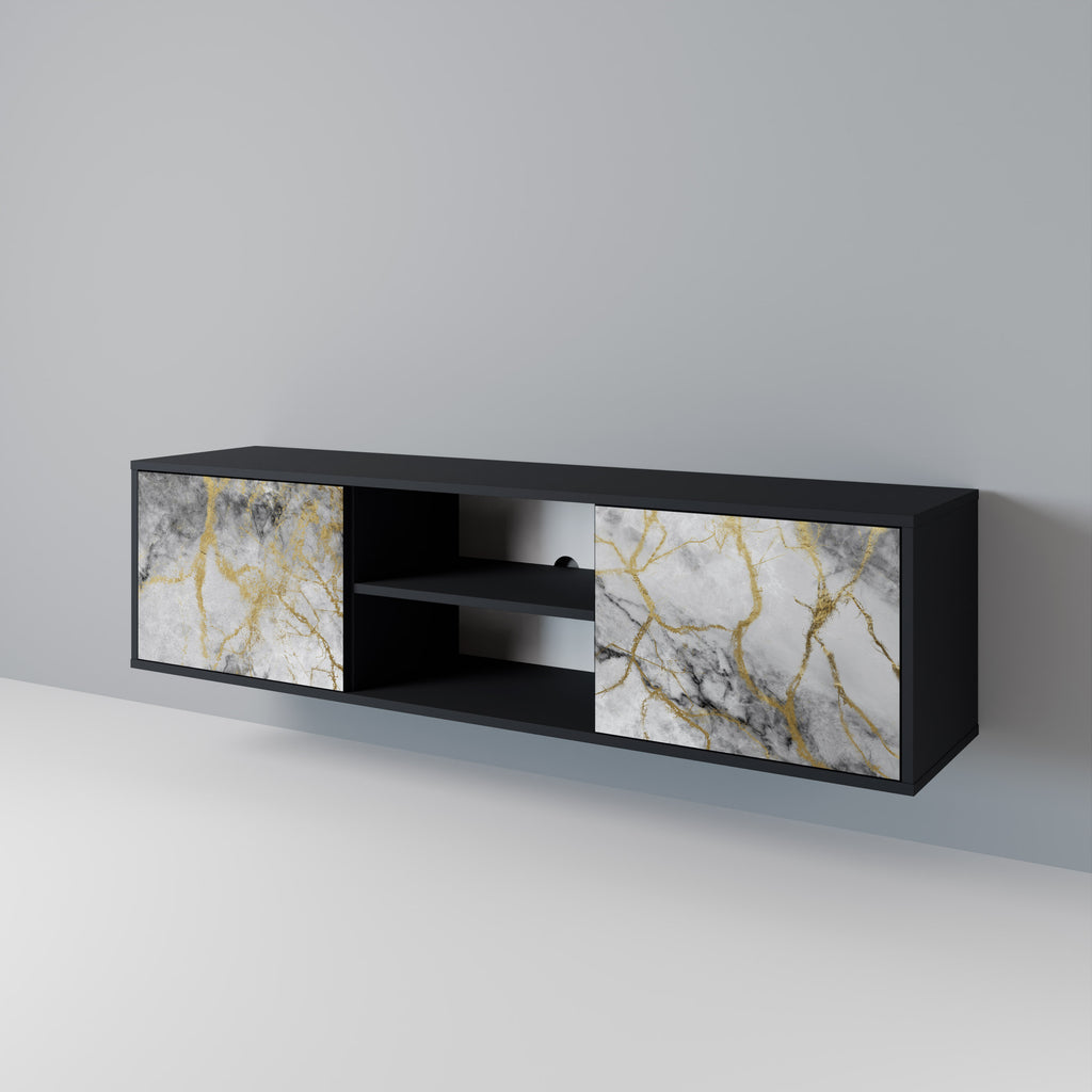 Mueble de TV TIMELESS GLIDE de 2 puertas con acabado negro