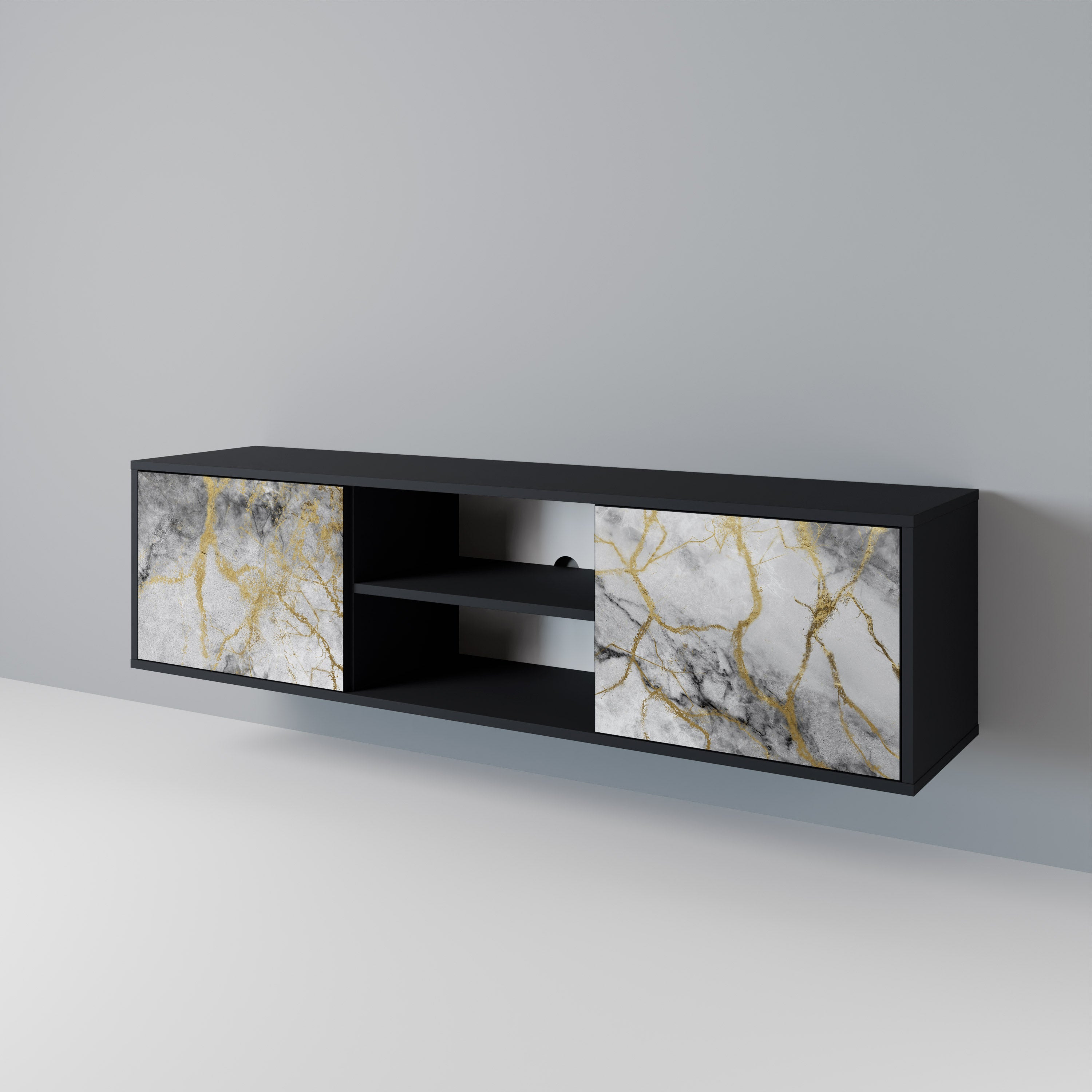 Mueble de TV TIMELESS GLIDE de 2 puertas con acabado negro