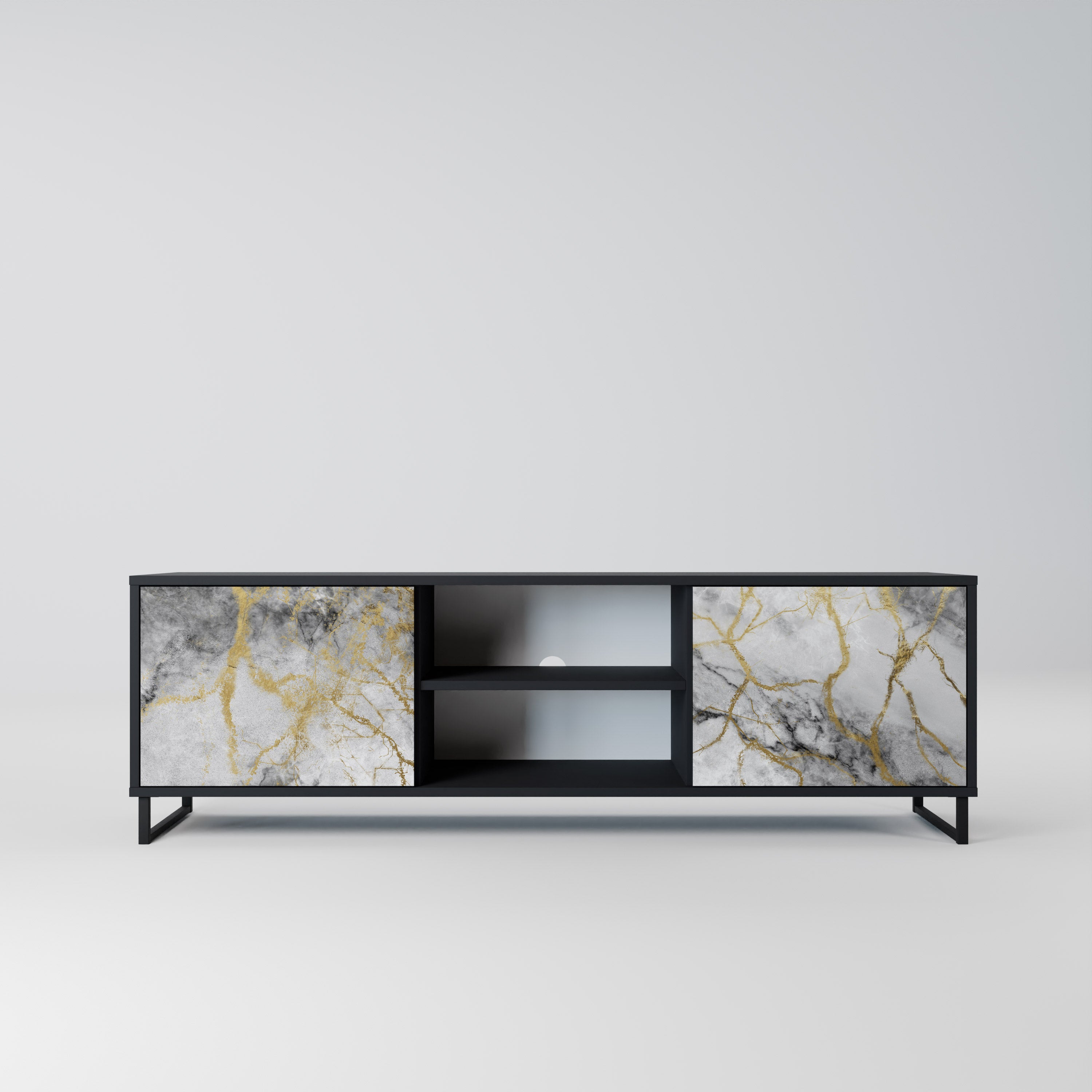 Mueble de TV TIMELESS GLIDE de 2 puertas con acabado negro