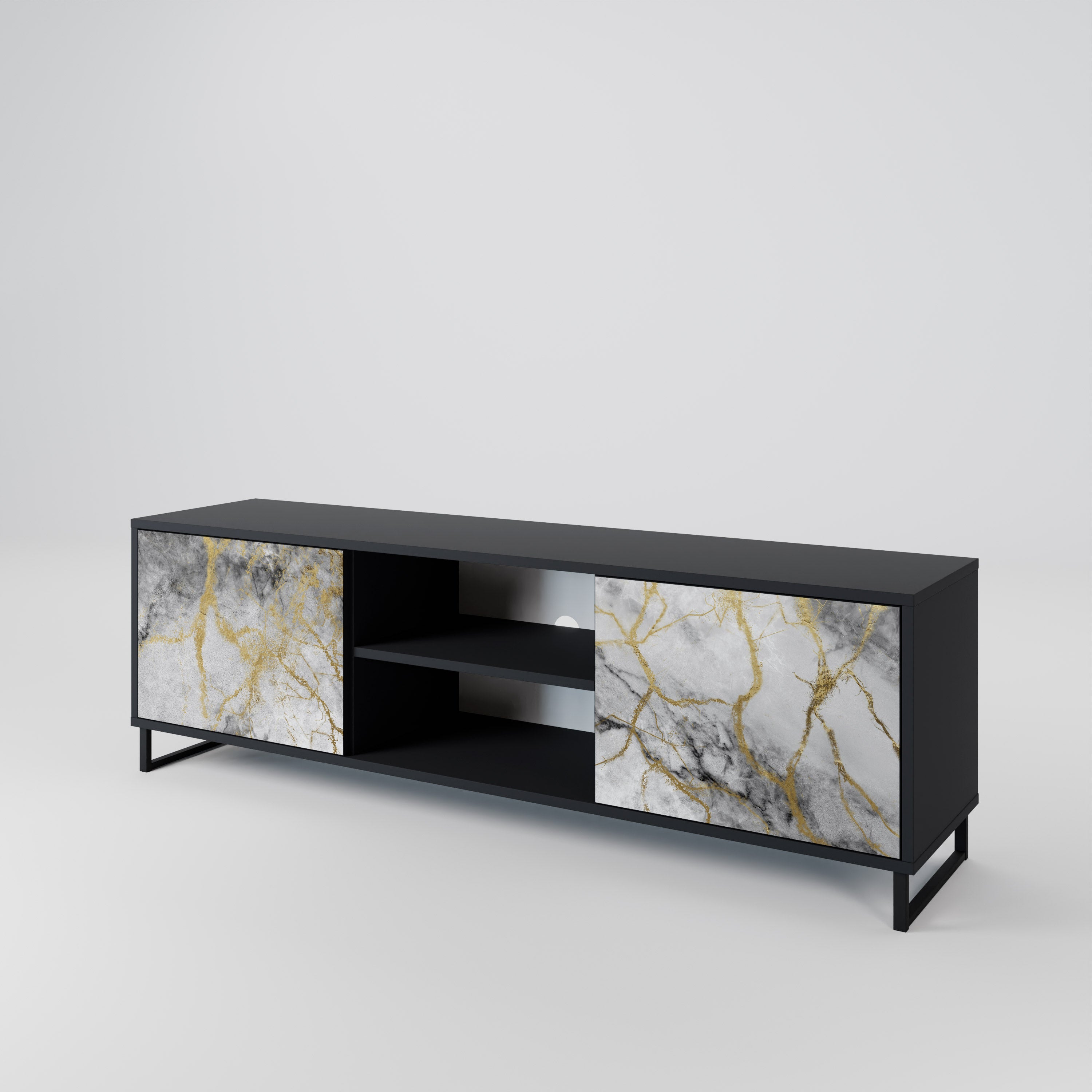 Mueble de TV TIMELESS GLIDE de 2 puertas con acabado negro