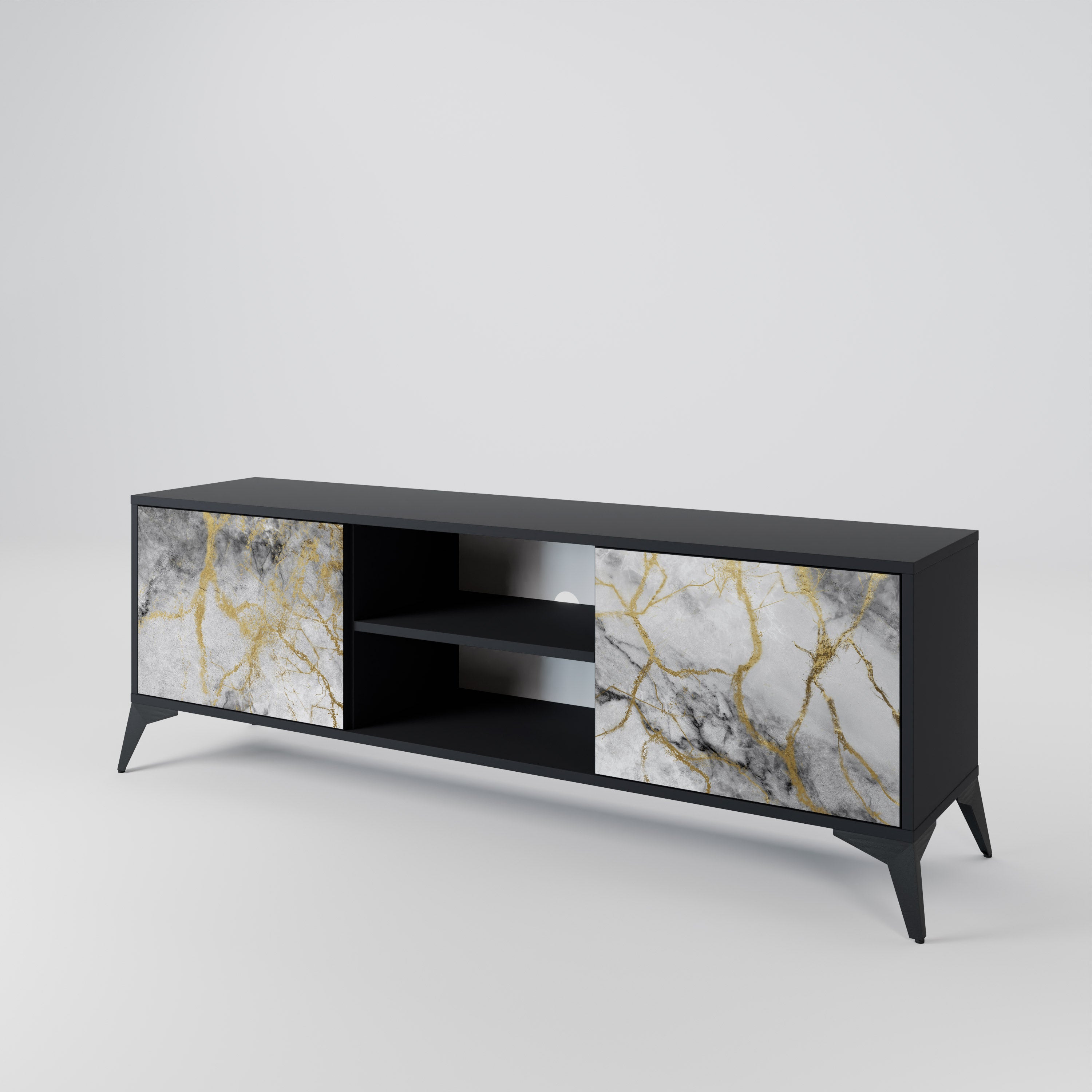 Mueble de TV TIMELESS GLIDE de 2 puertas con acabado negro