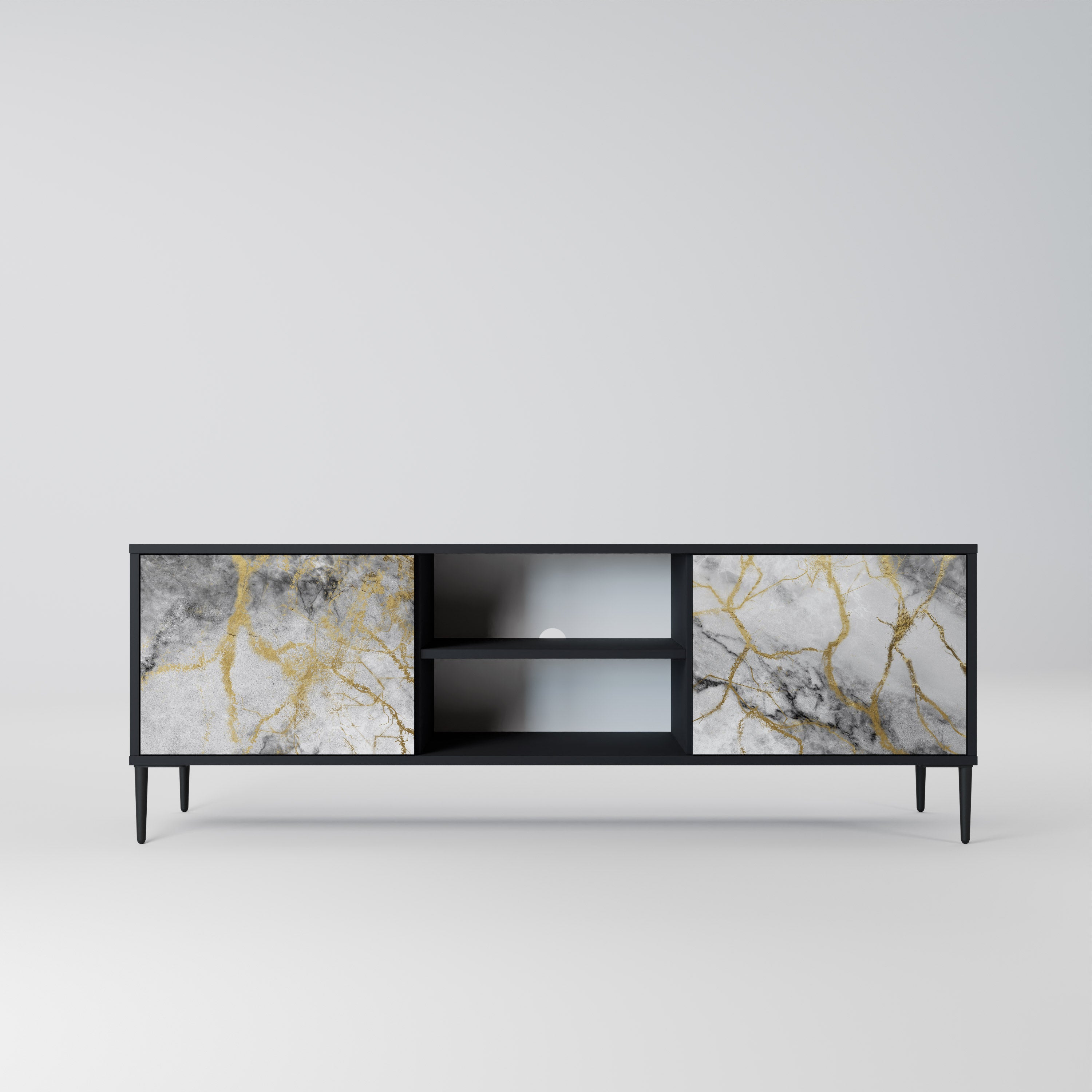 Mueble de TV TIMELESS GLIDE de 2 puertas con acabado negro