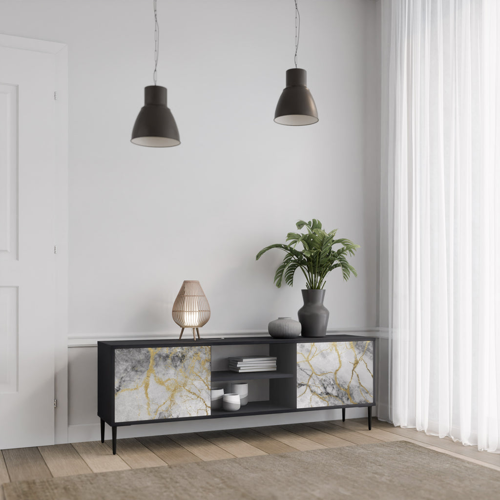 Mueble de TV TIMELESS GLIDE de 2 puertas con acabado negro