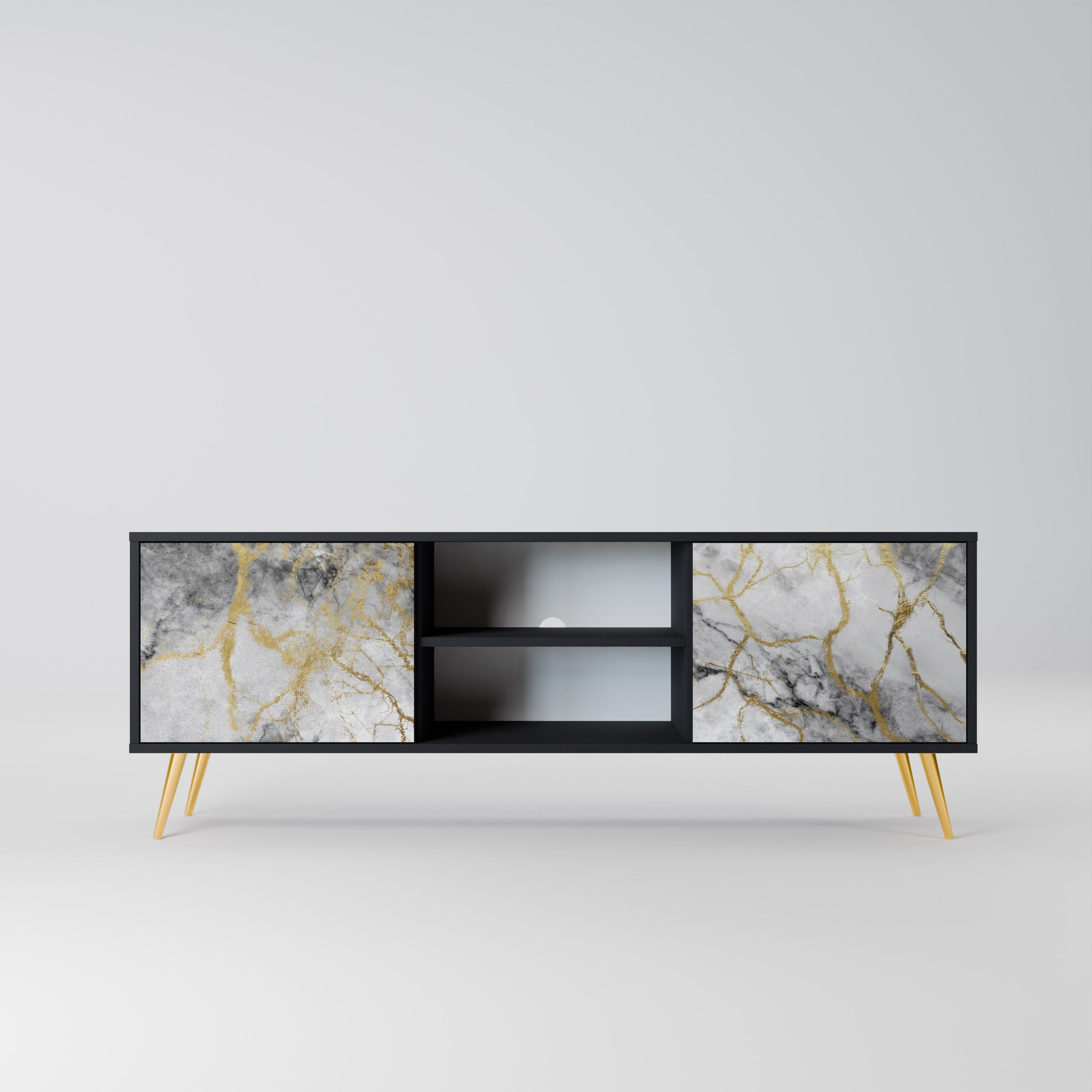 Mueble de TV TIMELESS GLIDE de 2 puertas con acabado negro