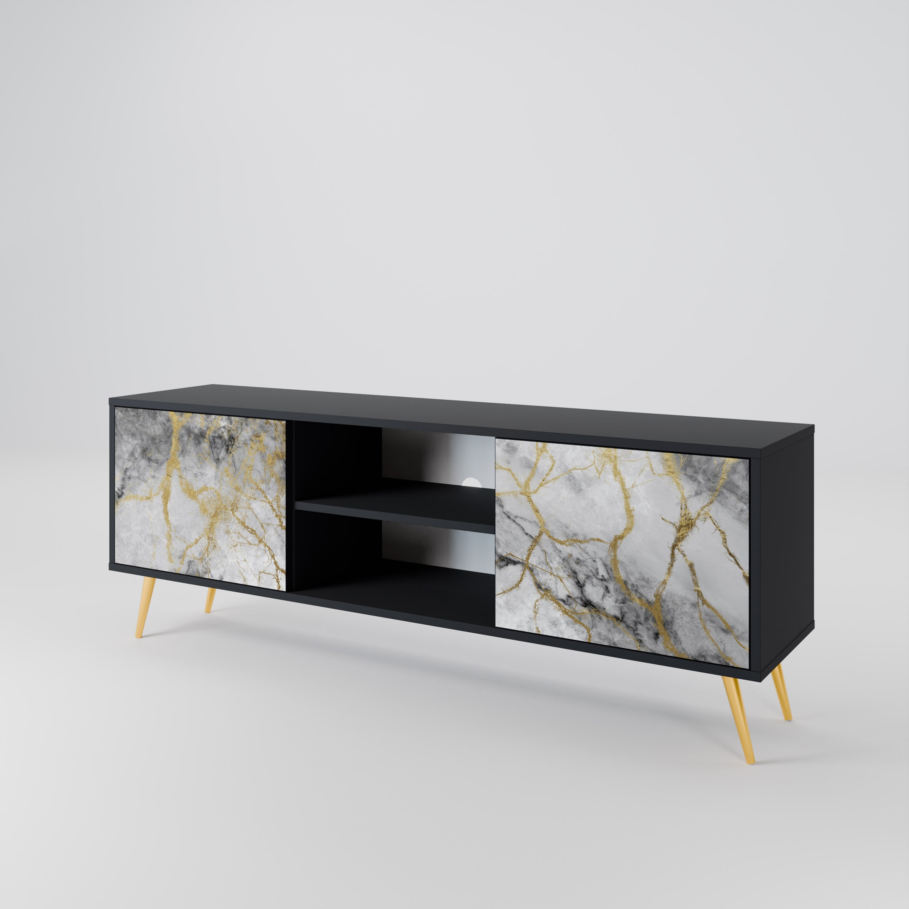 Mueble de TV TIMELESS GLIDE de 2 puertas con acabado negro