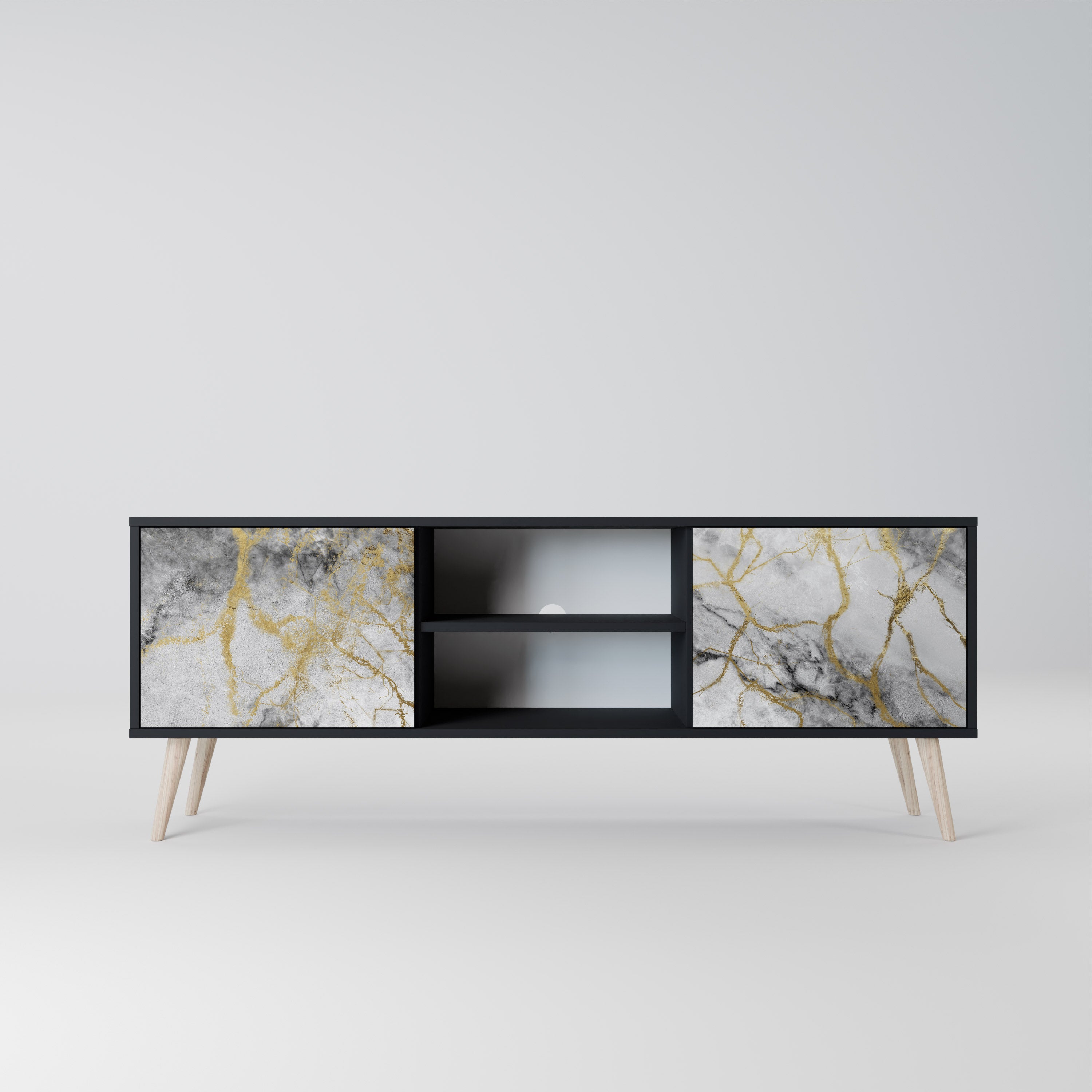Mueble de TV TIMELESS GLIDE de 2 puertas con acabado negro