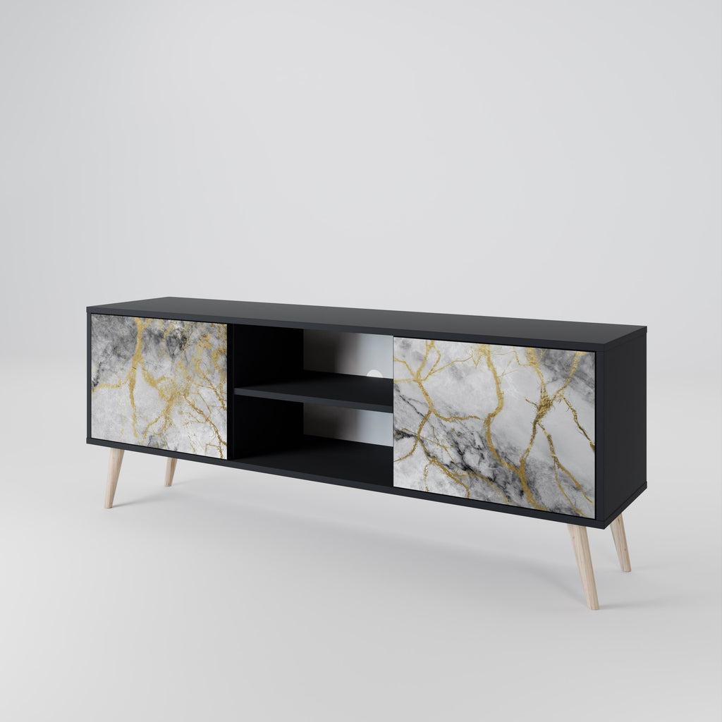 Mueble de TV TIMELESS GLIDE de 2 puertas con acabado negro