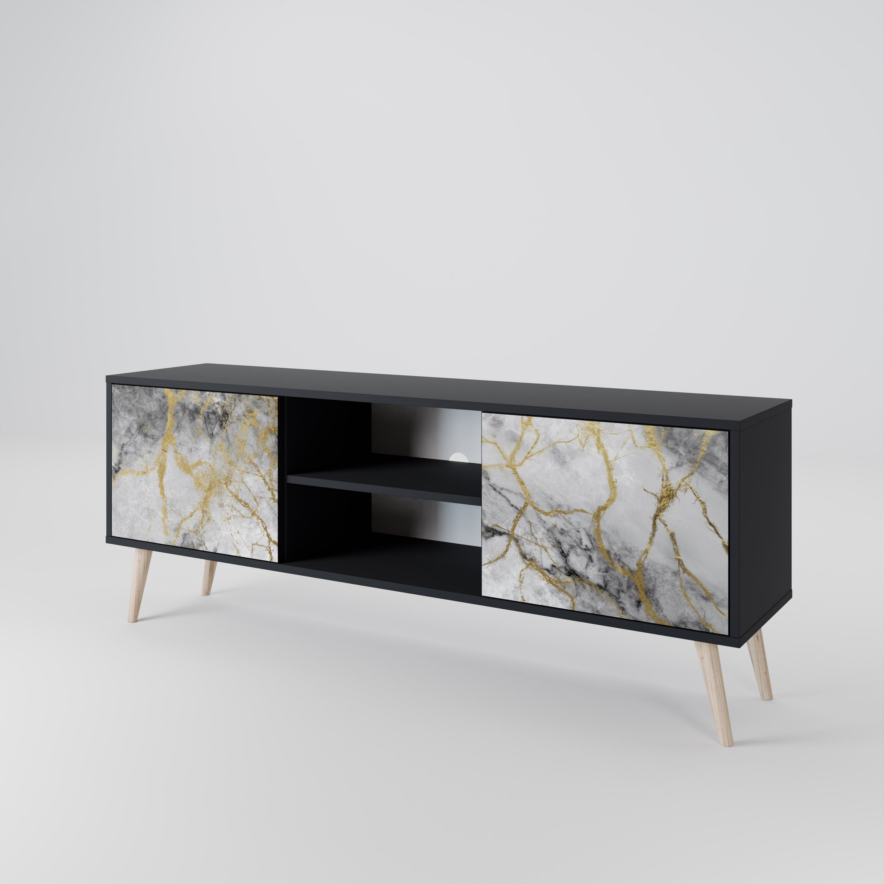 Mueble de TV TIMELESS GLIDE de 2 puertas con acabado negro