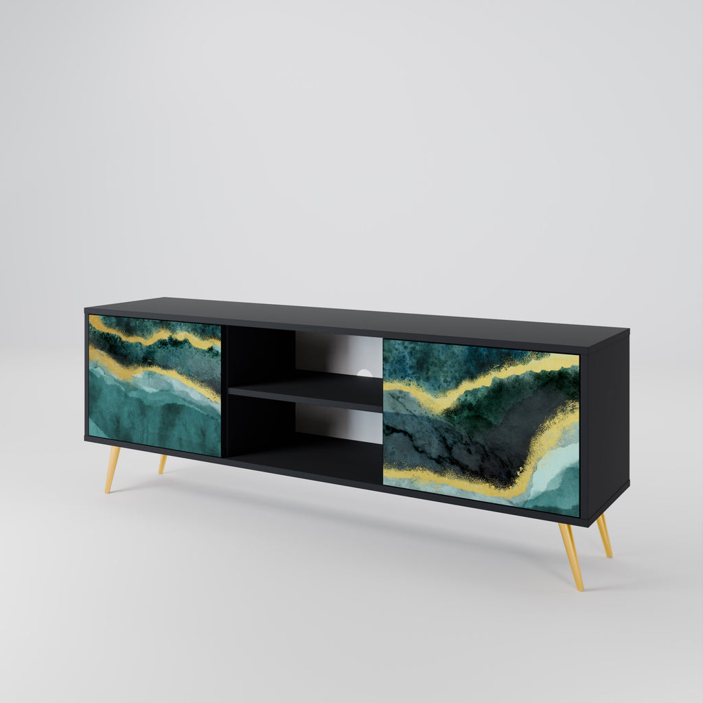 Mueble de TV de 2 puertas GOLDRUSH ODYSSEY con acabado negro