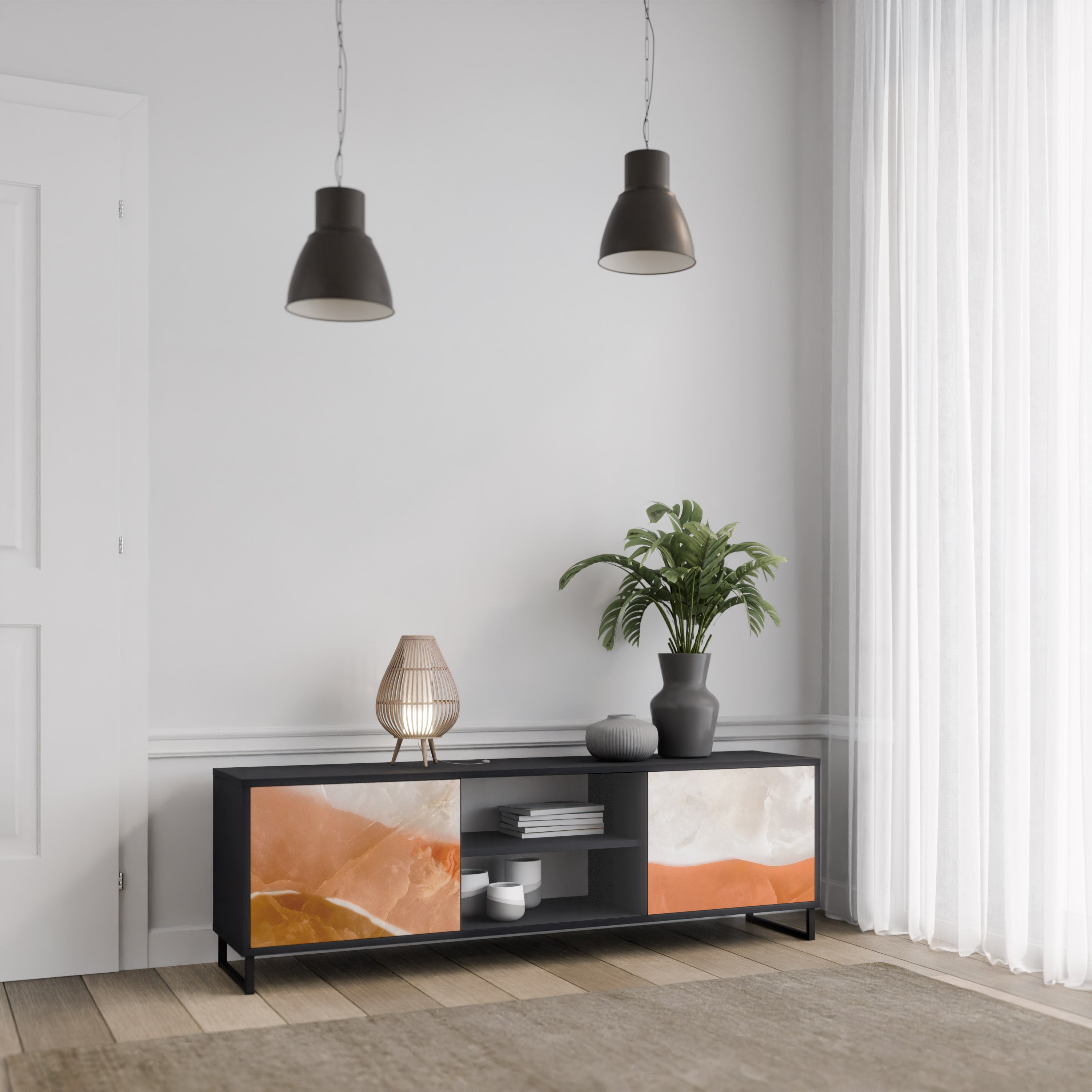 Mueble de TV de 2 puertas SPLENDOUR de SANDHILLS con acabado negro