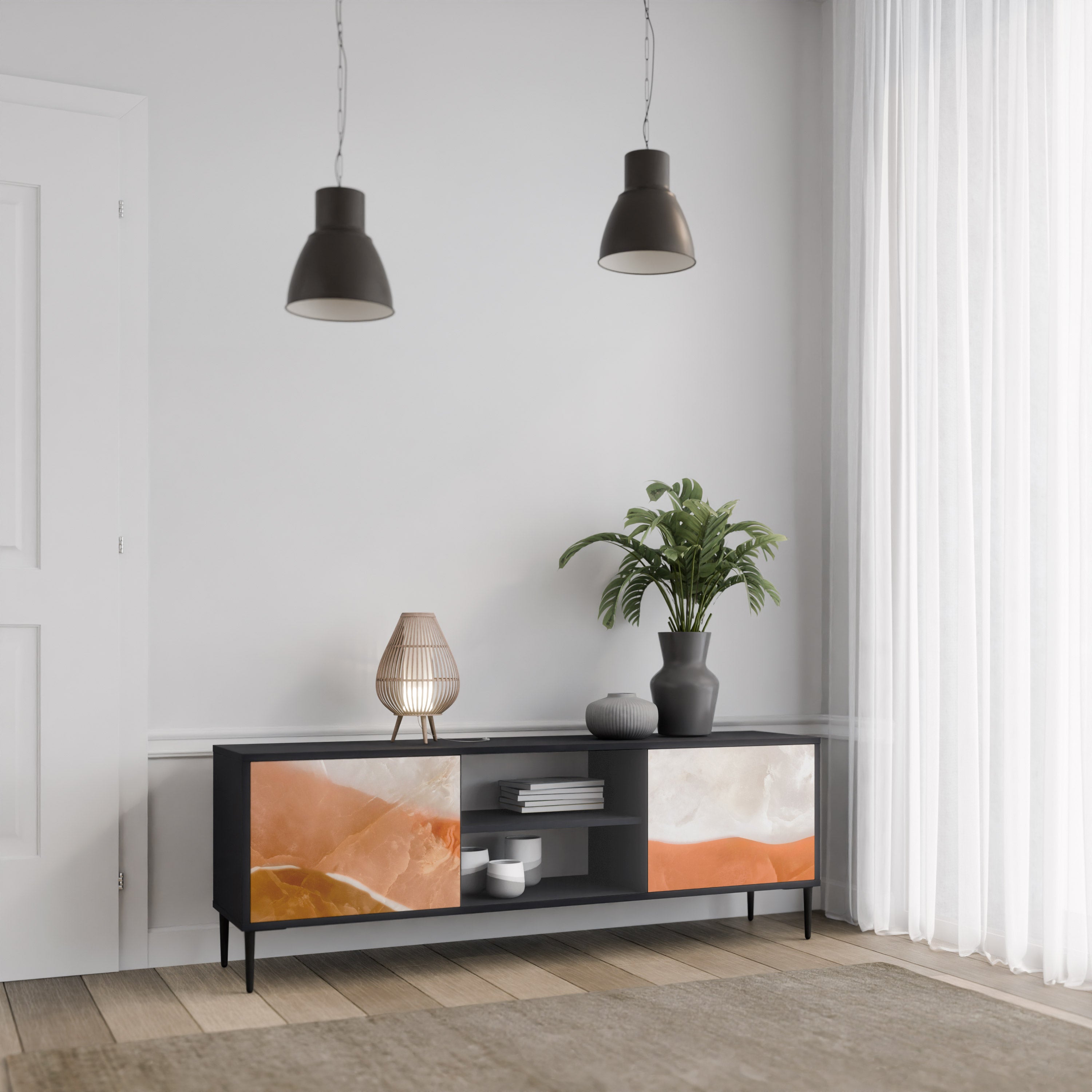 Mueble de TV de 2 puertas SPLENDOUR de SANDHILLS con acabado negro
