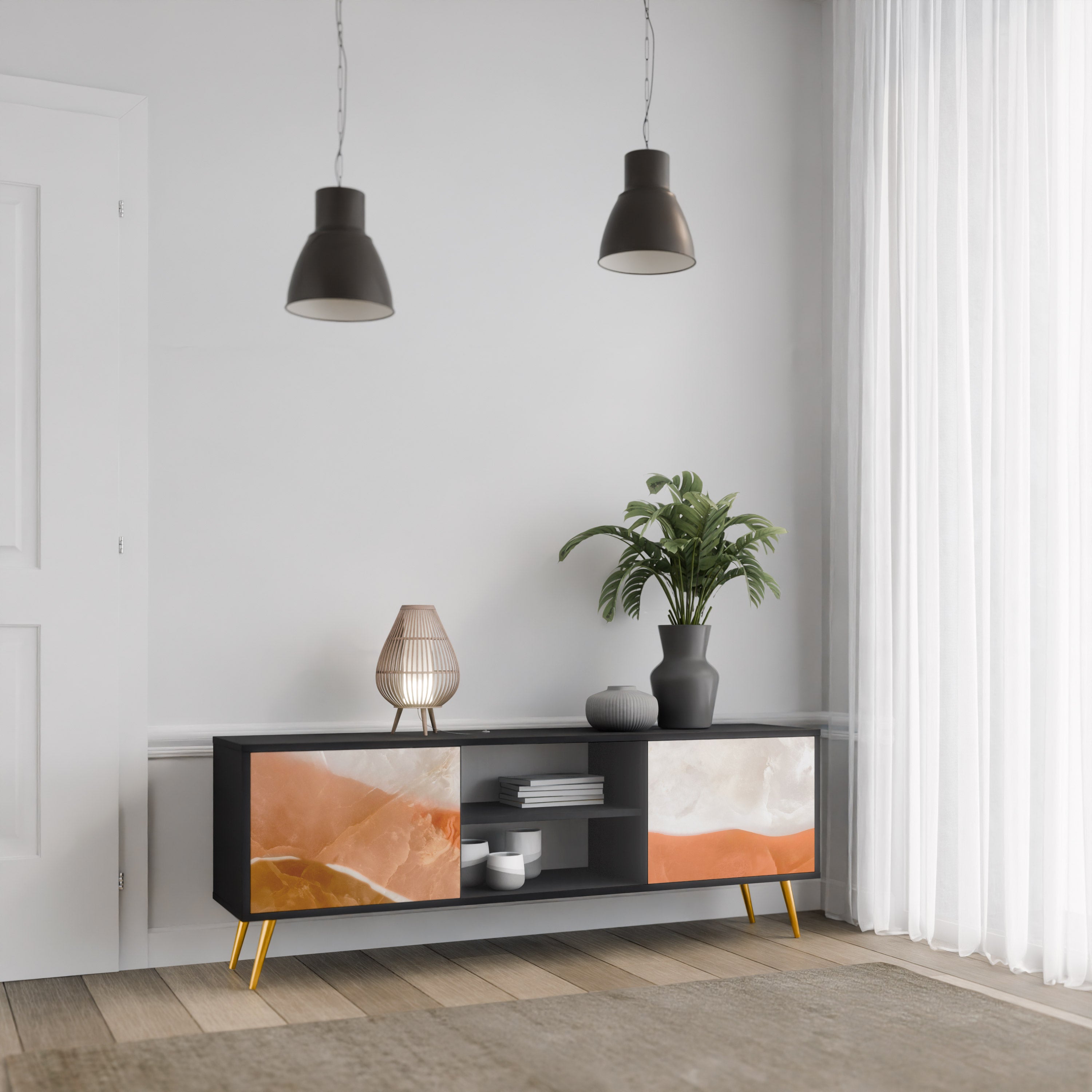 Mueble de TV de 2 puertas SPLENDOUR de SANDHILLS con acabado negro