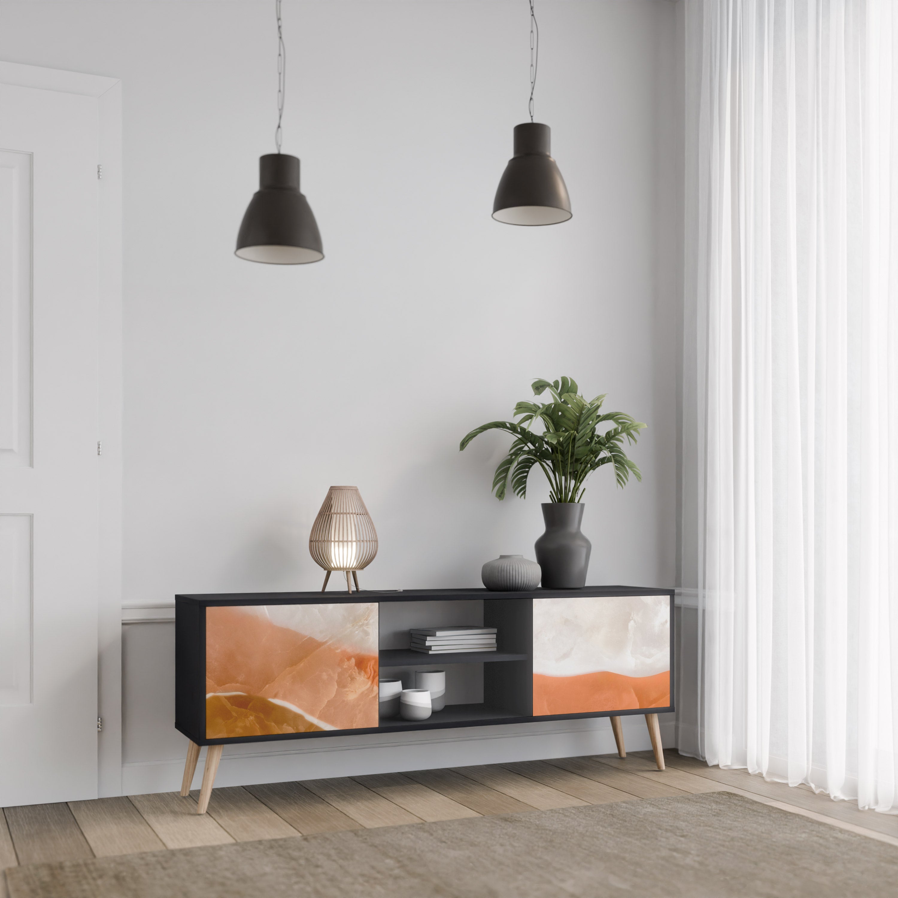 Mueble de TV de 2 puertas SPLENDOUR de SANDHILLS con acabado negro