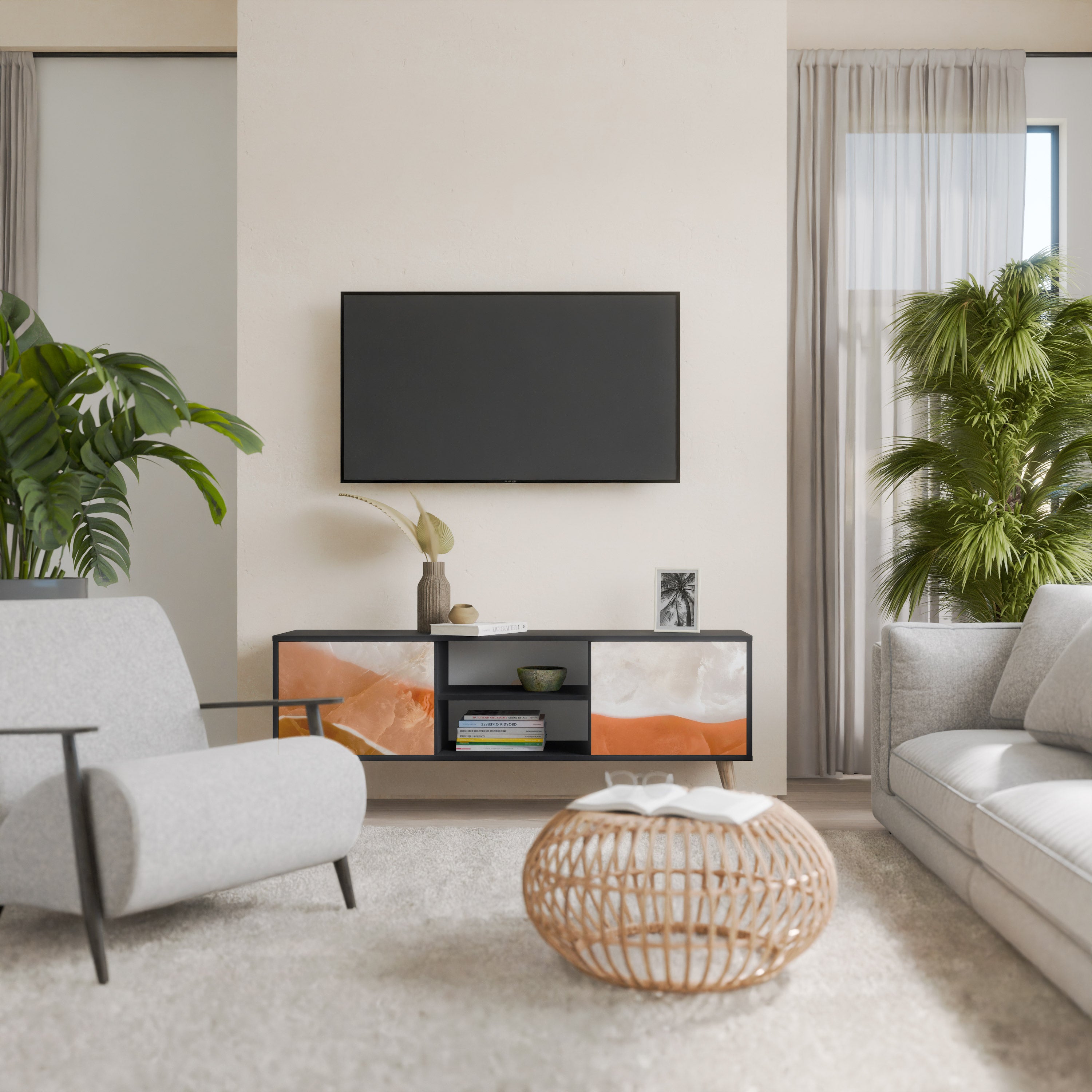 Mueble de TV de 2 puertas SPLENDOUR de SANDHILLS con acabado negro