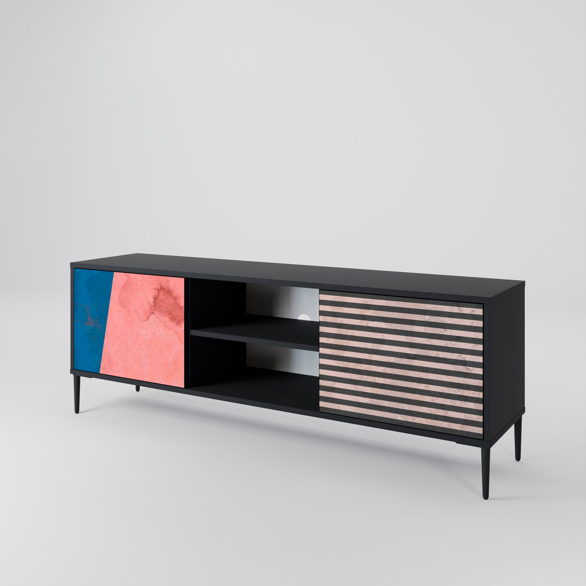 GLAMOROUS STRIPE Mueble de TV de 2 Puertas