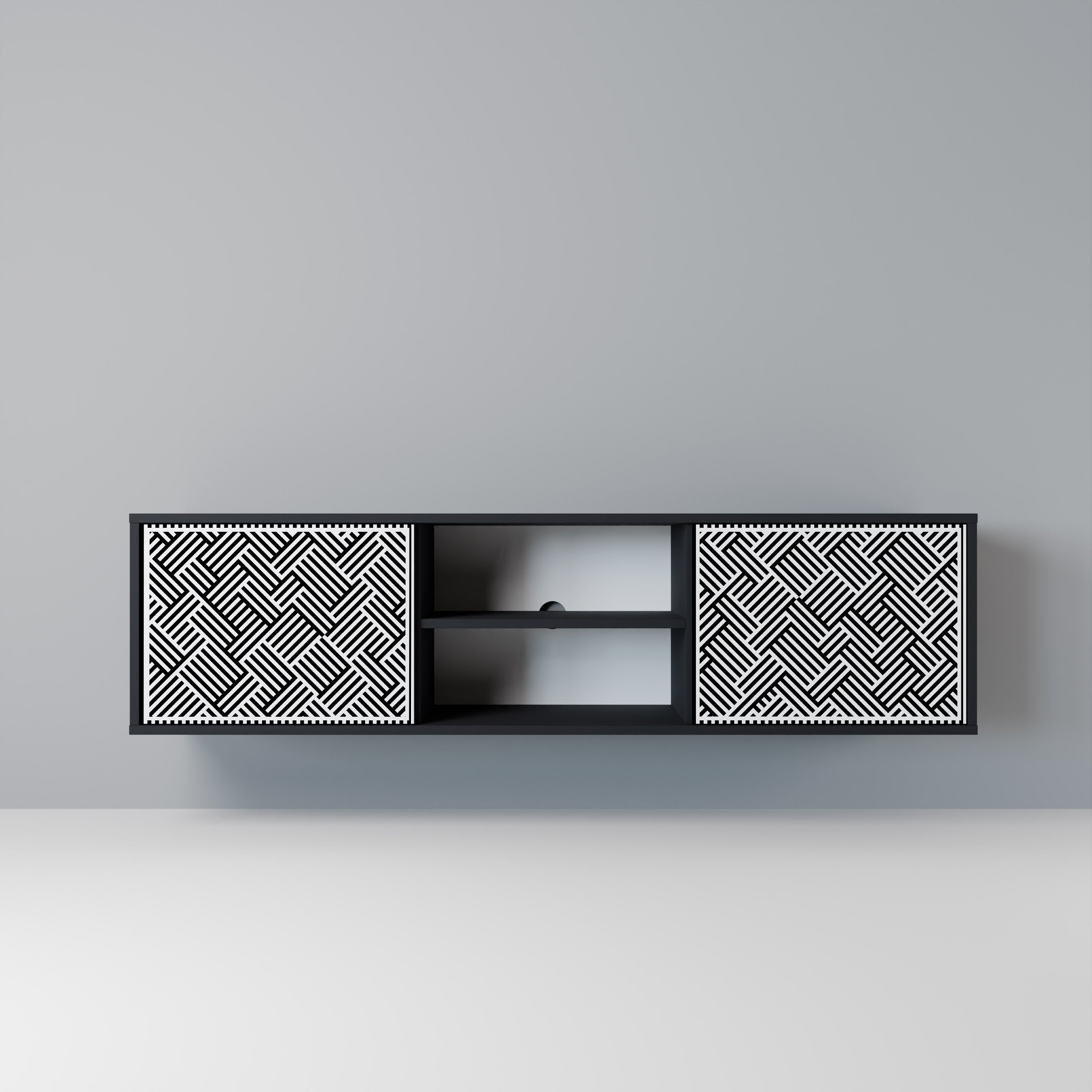 Mueble de TV de 2 puertas TEMPORARY SEQUENCE en acabado negro