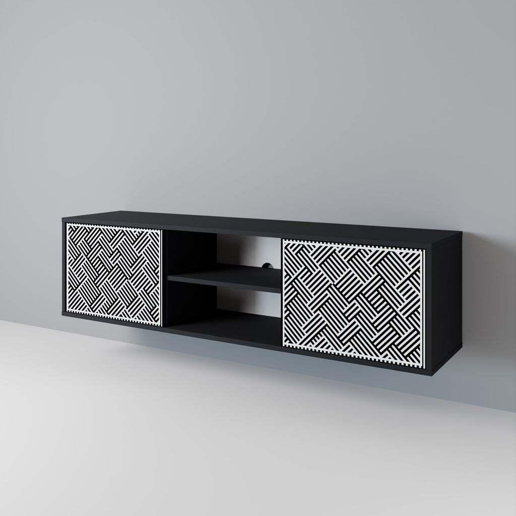 Mueble de TV de 2 puertas TEMPORARY SEQUENCE en acabado negro