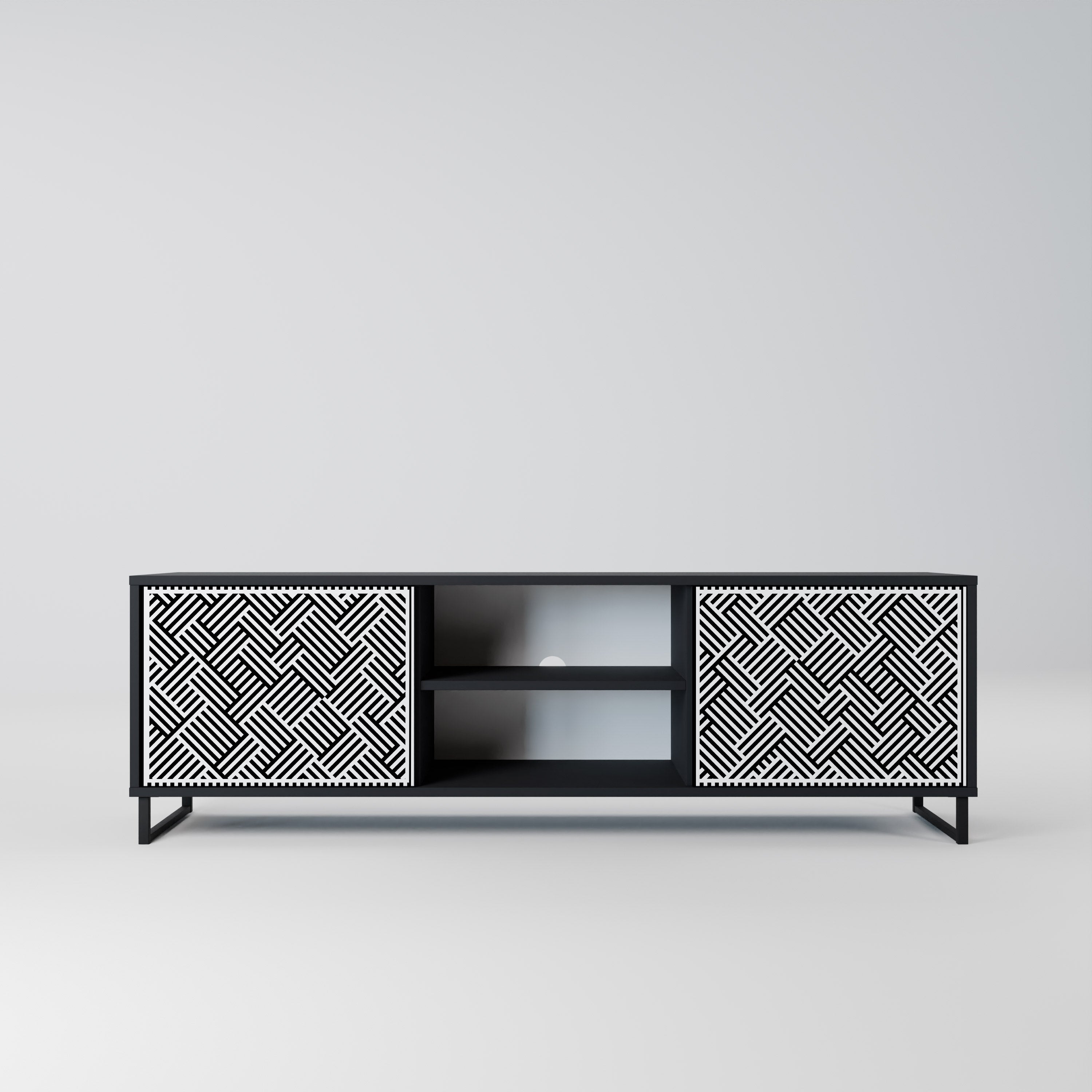 Mueble de TV de 2 puertas TEMPORARY SEQUENCE en acabado negro
