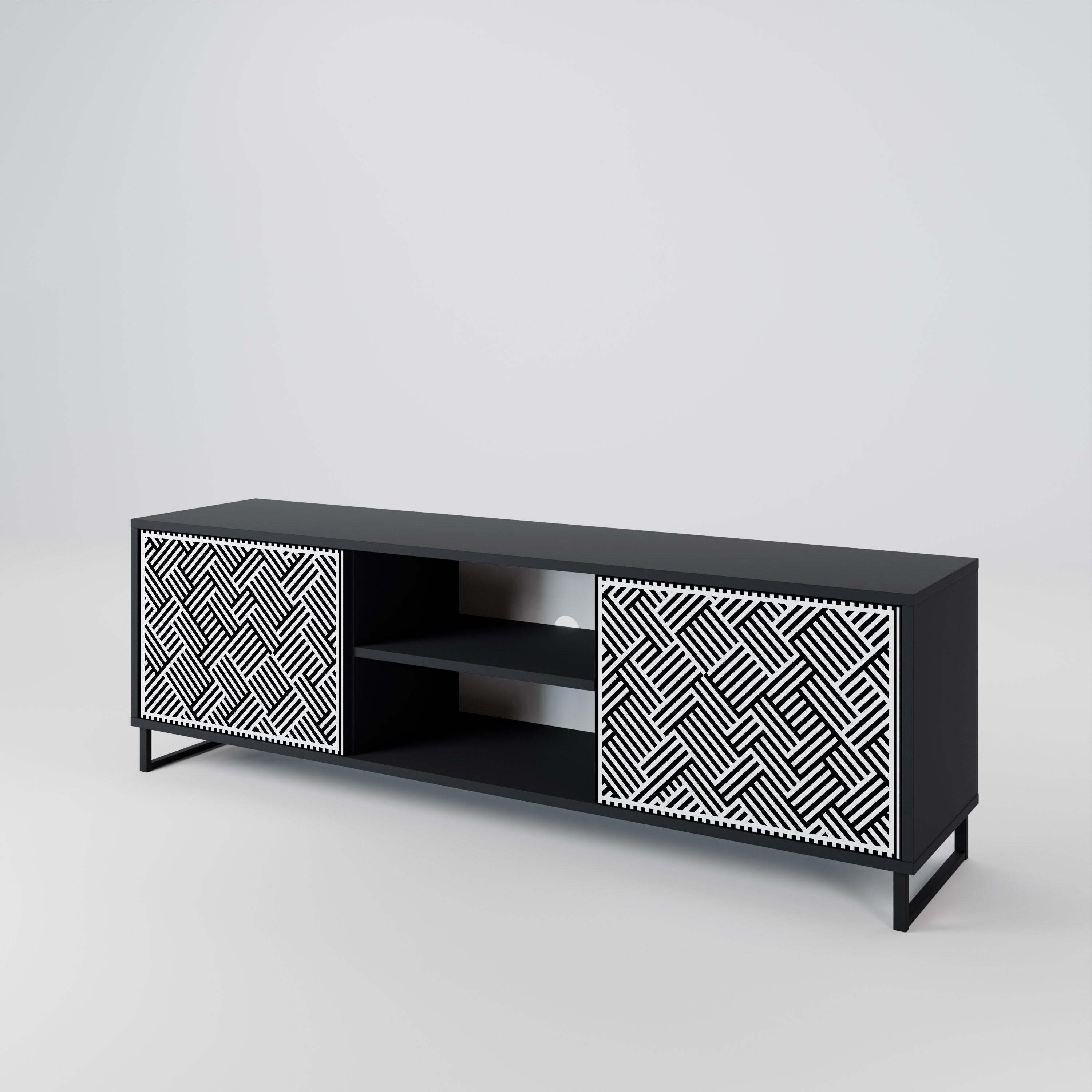 Mueble de TV de 2 puertas TEMPORARY SEQUENCE en acabado negro