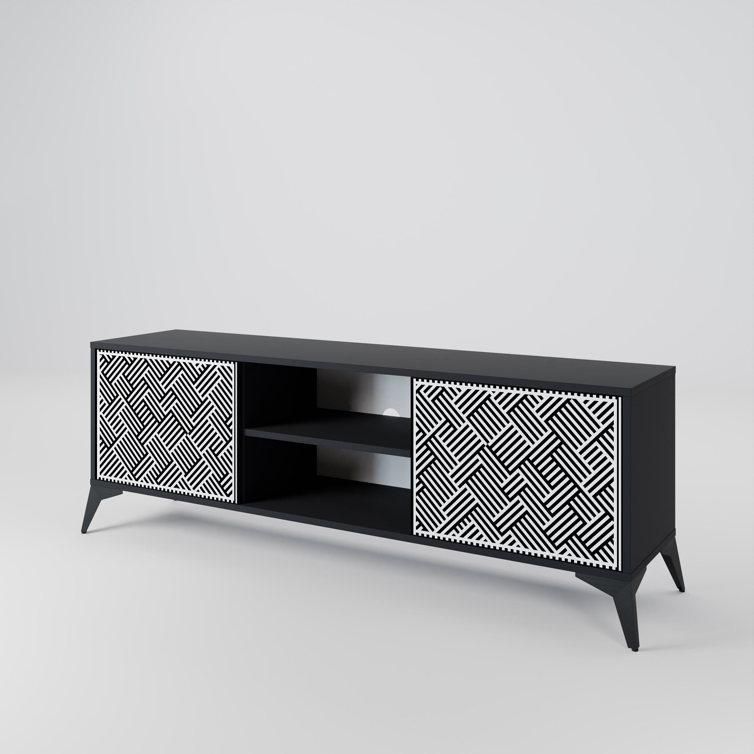 Mueble de TV de 2 puertas TEMPORARY SEQUENCE en acabado negro