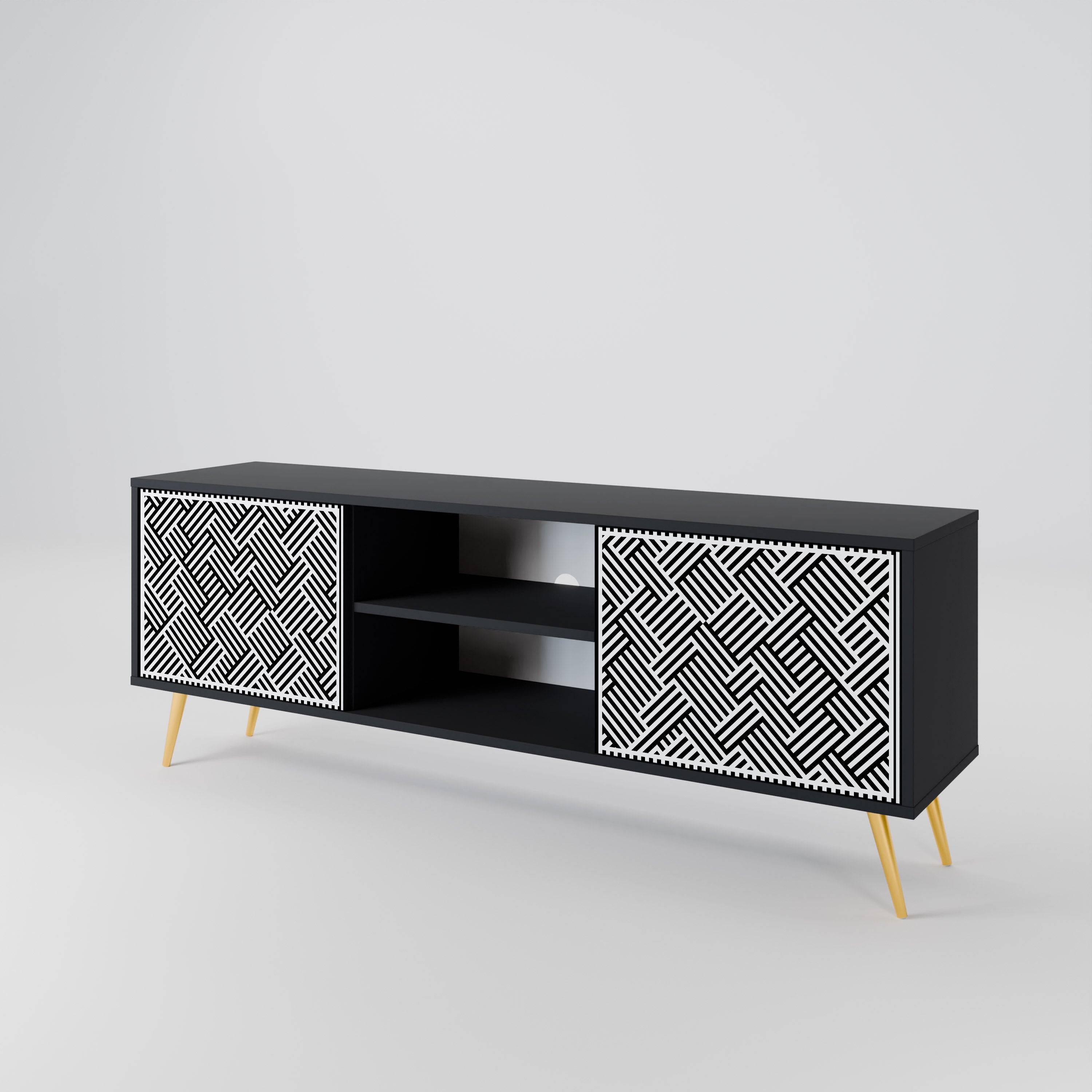 Mueble de TV de 2 puertas TEMPORARY SEQUENCE en acabado negro