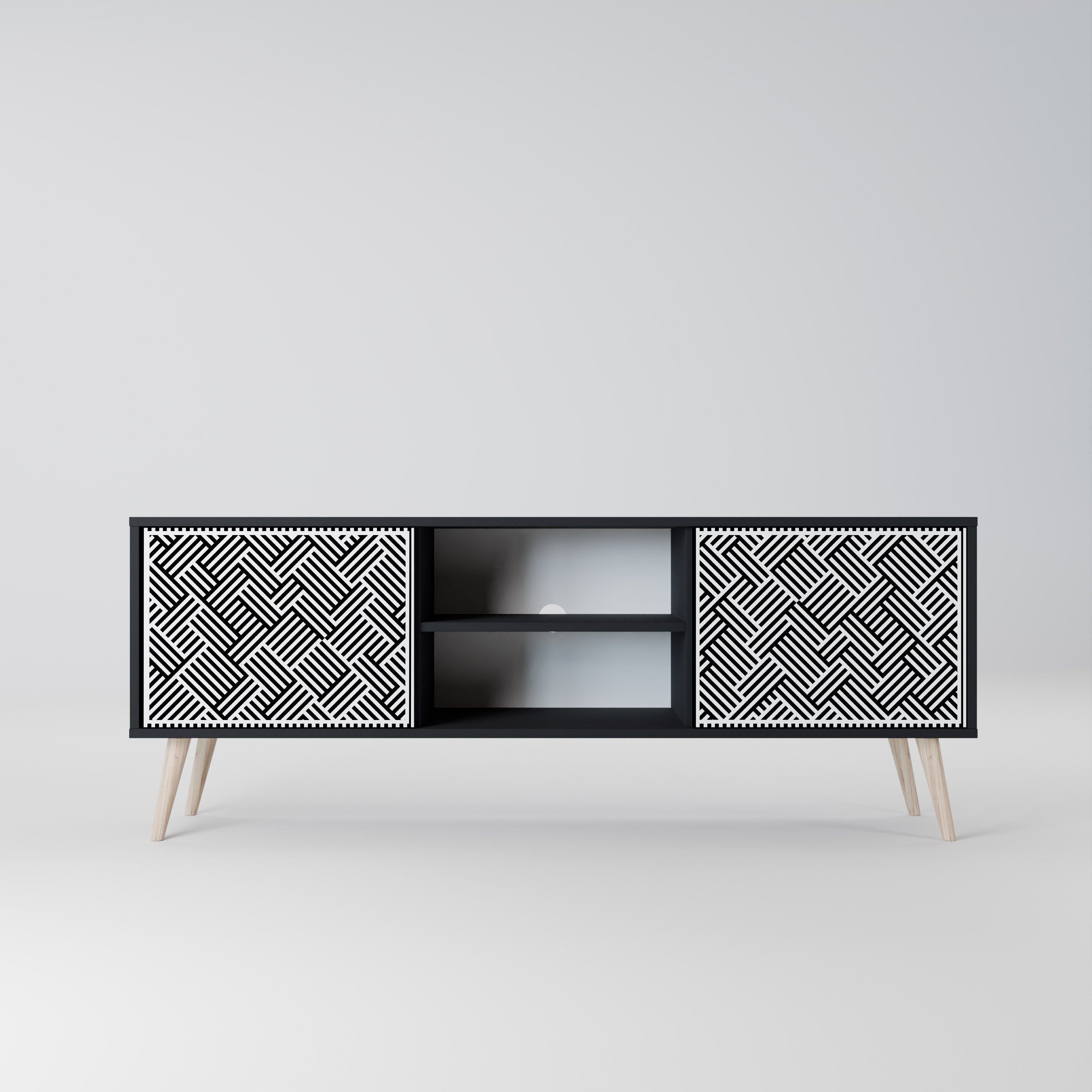 Mueble de TV de 2 puertas TEMPORARY SEQUENCE en acabado negro