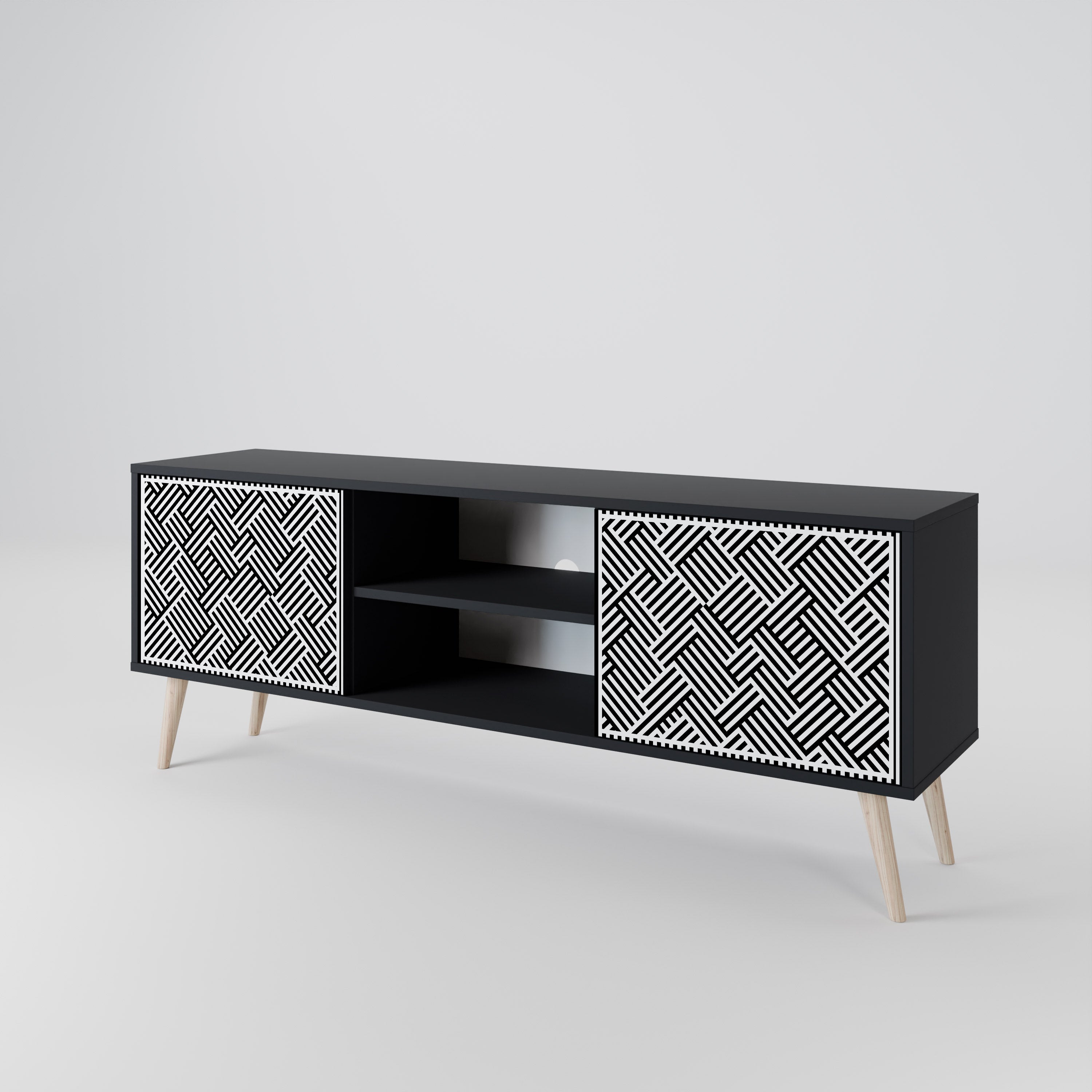 Mueble de TV de 2 puertas TEMPORARY SEQUENCE en acabado negro