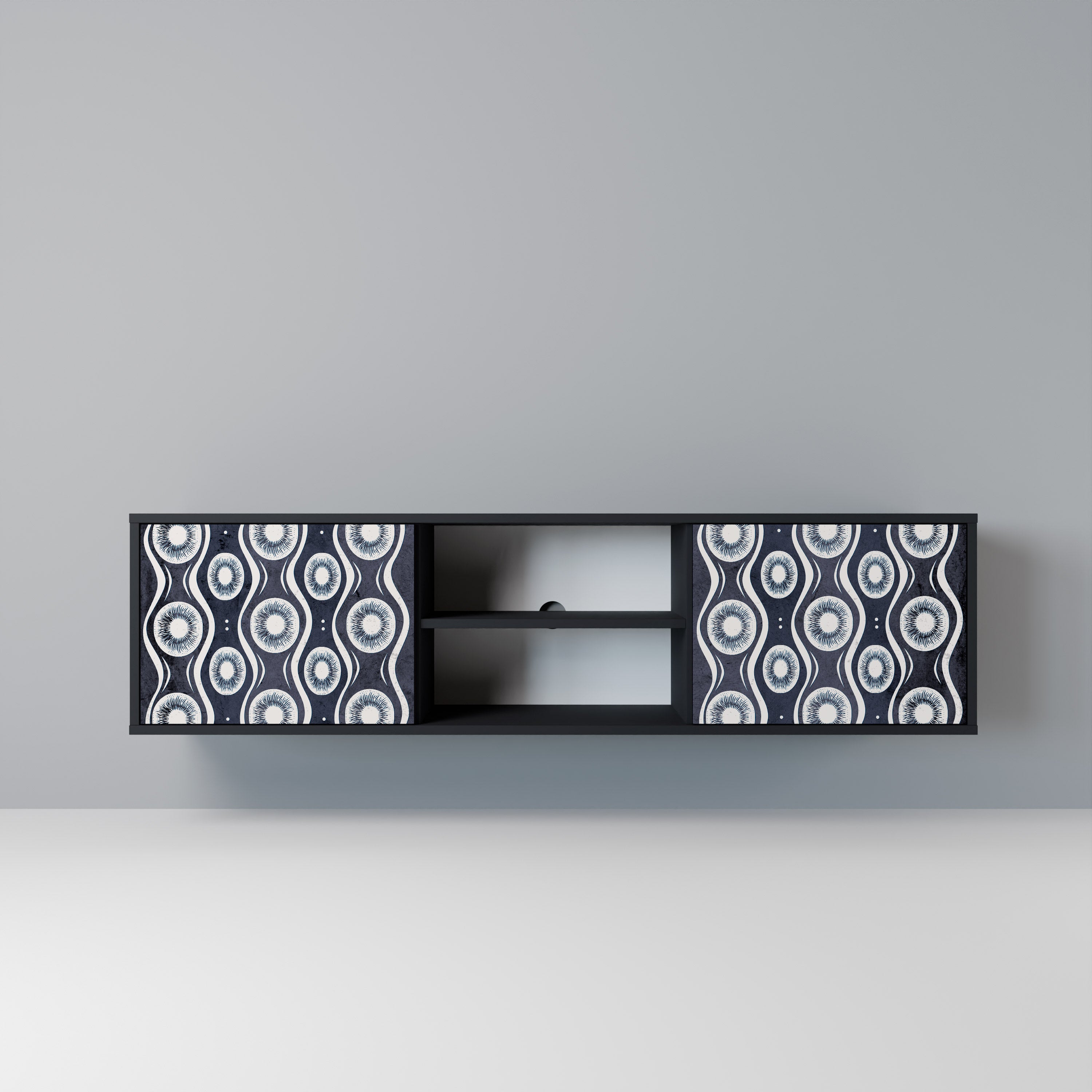 Mueble de TV de 2 puertas GRAPHITE EYES en acabado negro
